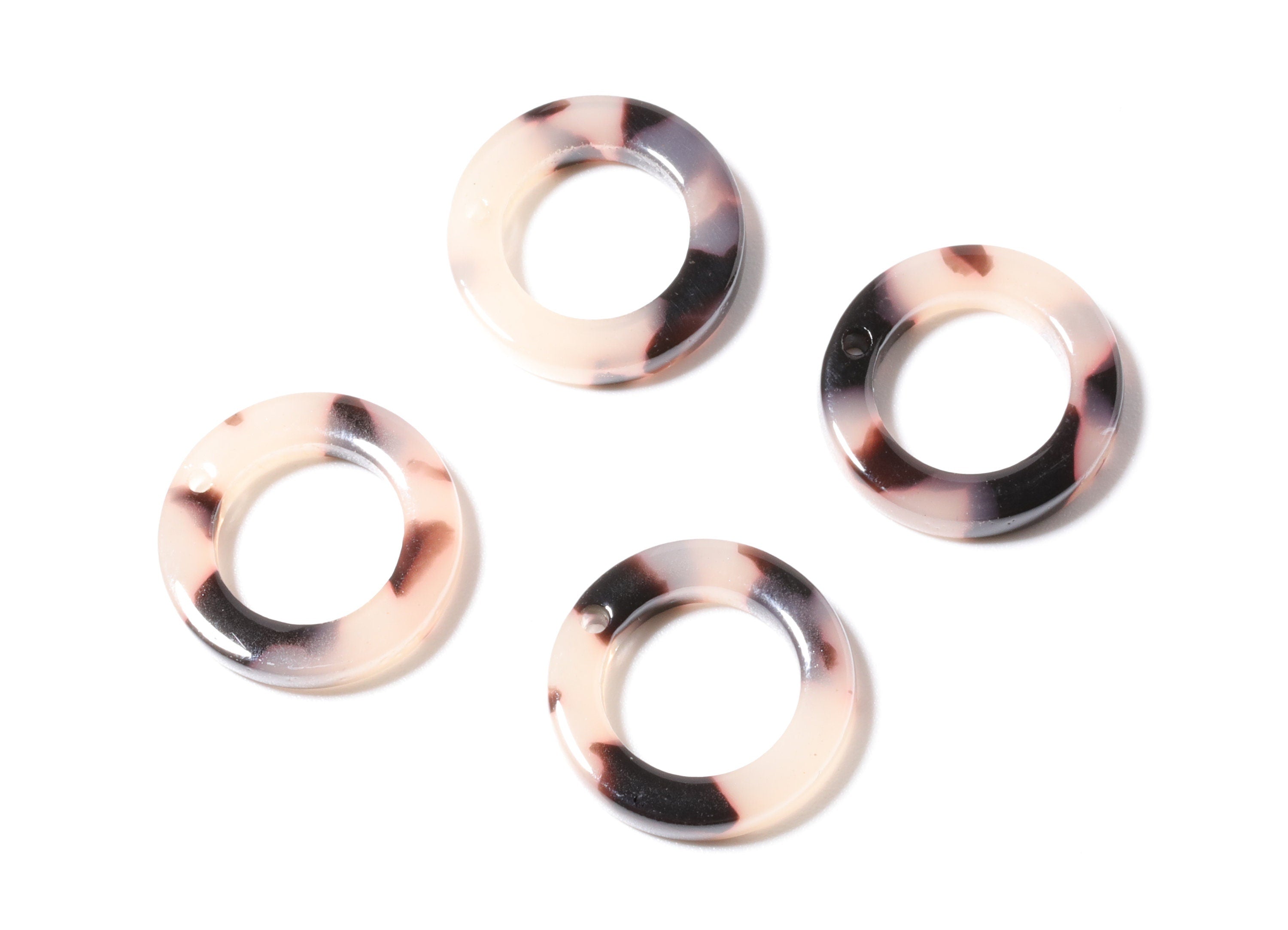 Acetate Acrylic Hoop Earring Charms - Blonde Tortoise Shell Earrings - Circle Shaped Pendant - Color Code: A07 - 15x15x2.7mm - AC1152D - DOMEDBAZAAR