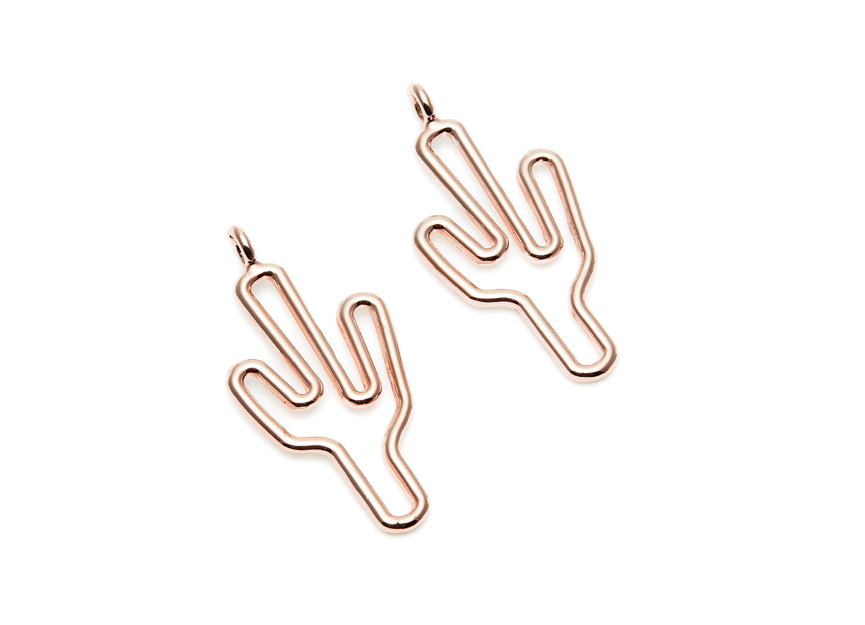 Cactus Shaped Charms- Zinc Alloy Earring Finding - Rose Tone - Alloy Pendant for Necklace - 31.8x15.3x1.82mm - ZZ1271R - DOMEDBAZAAR
