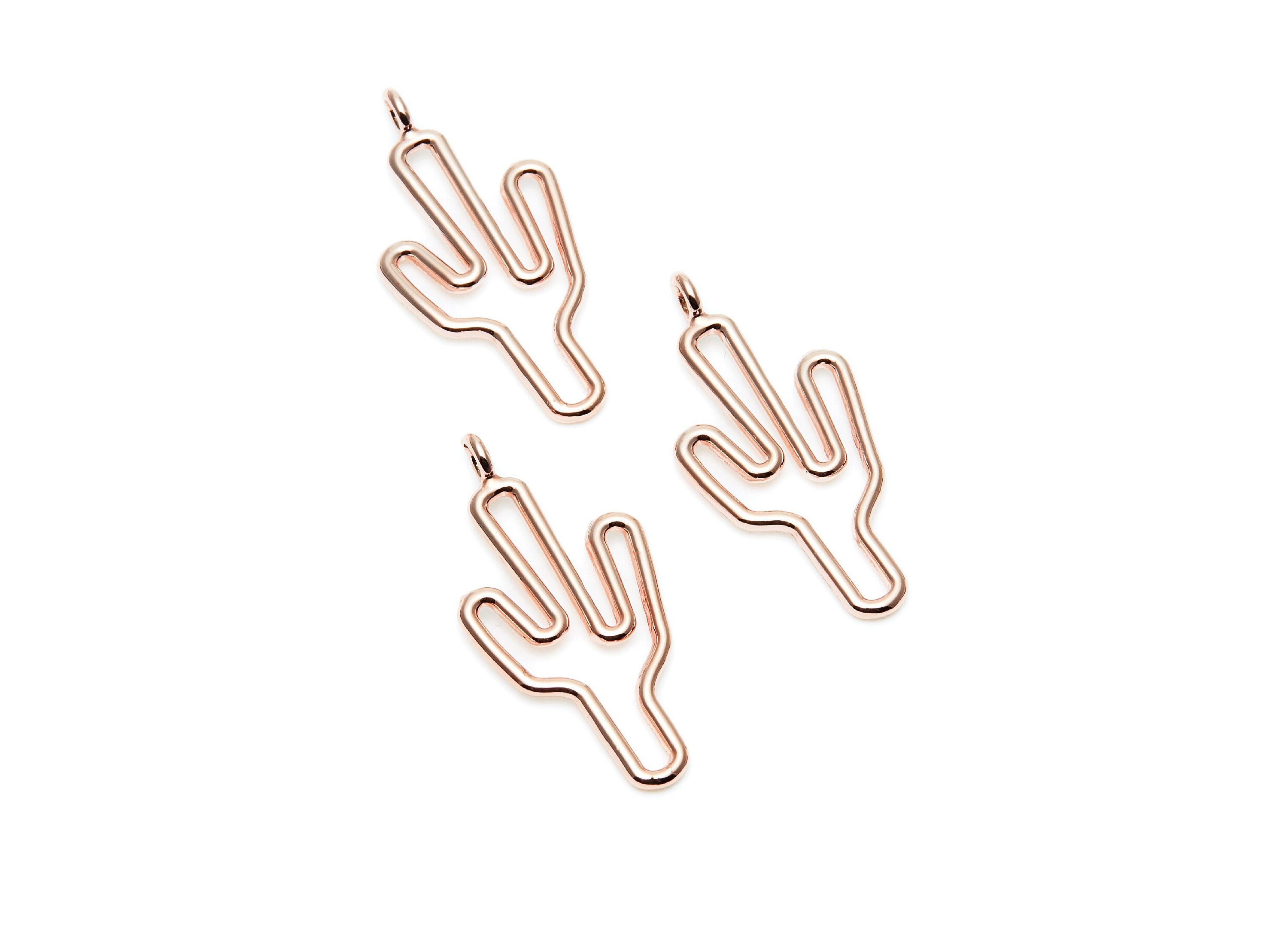 Cactus Shaped Charms- Zinc Alloy Earring Finding - Rose Tone - Alloy Pendant for Necklace - 31.8x15.3x1.82mm - ZZ1271R - DOMEDBAZAAR