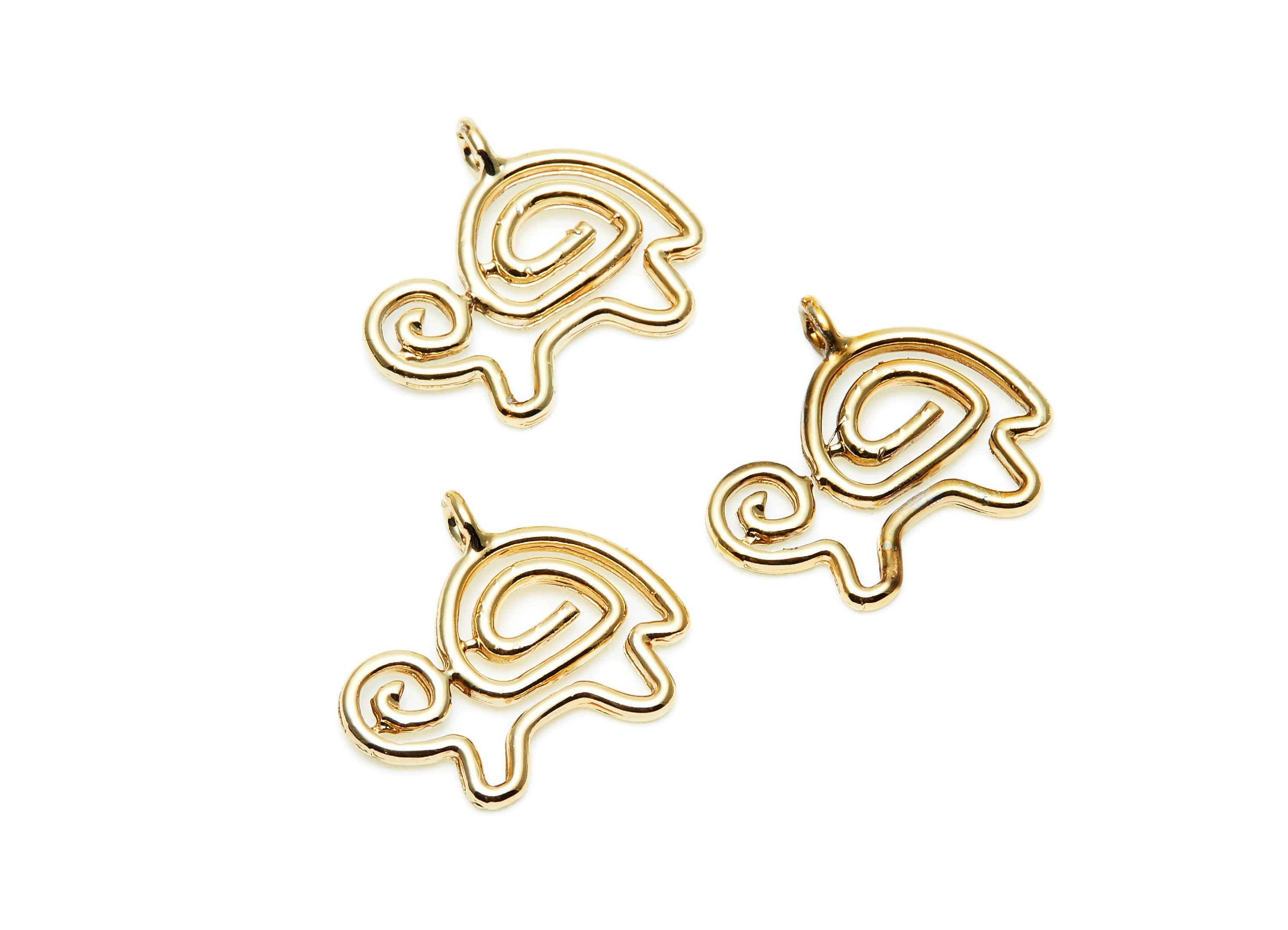 Turtle Shaped Charms- Zinc Alloy Earring Finding - Gold Tone - Alloy Pendant for Necklace - Jewelry Supplies - 23.13x20x2mm - ZZ1273G - DOMEDBAZAAR