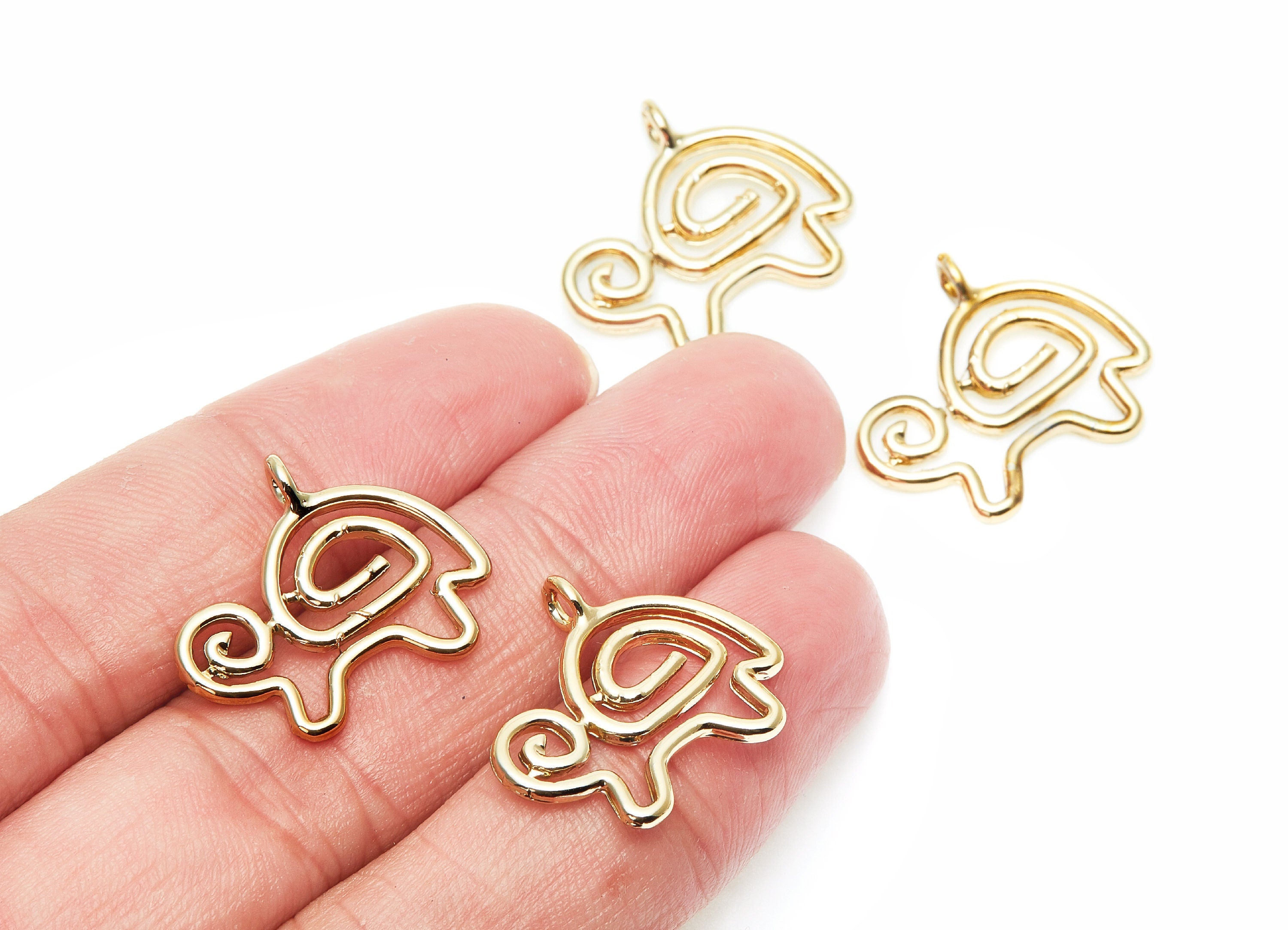 Turtle Shaped Charms- Zinc Alloy Earring Finding - Gold Tone - Alloy Pendant for Necklace - Jewelry Supplies - 23.13x20x2mm - ZZ1273G - DOMEDBAZAAR