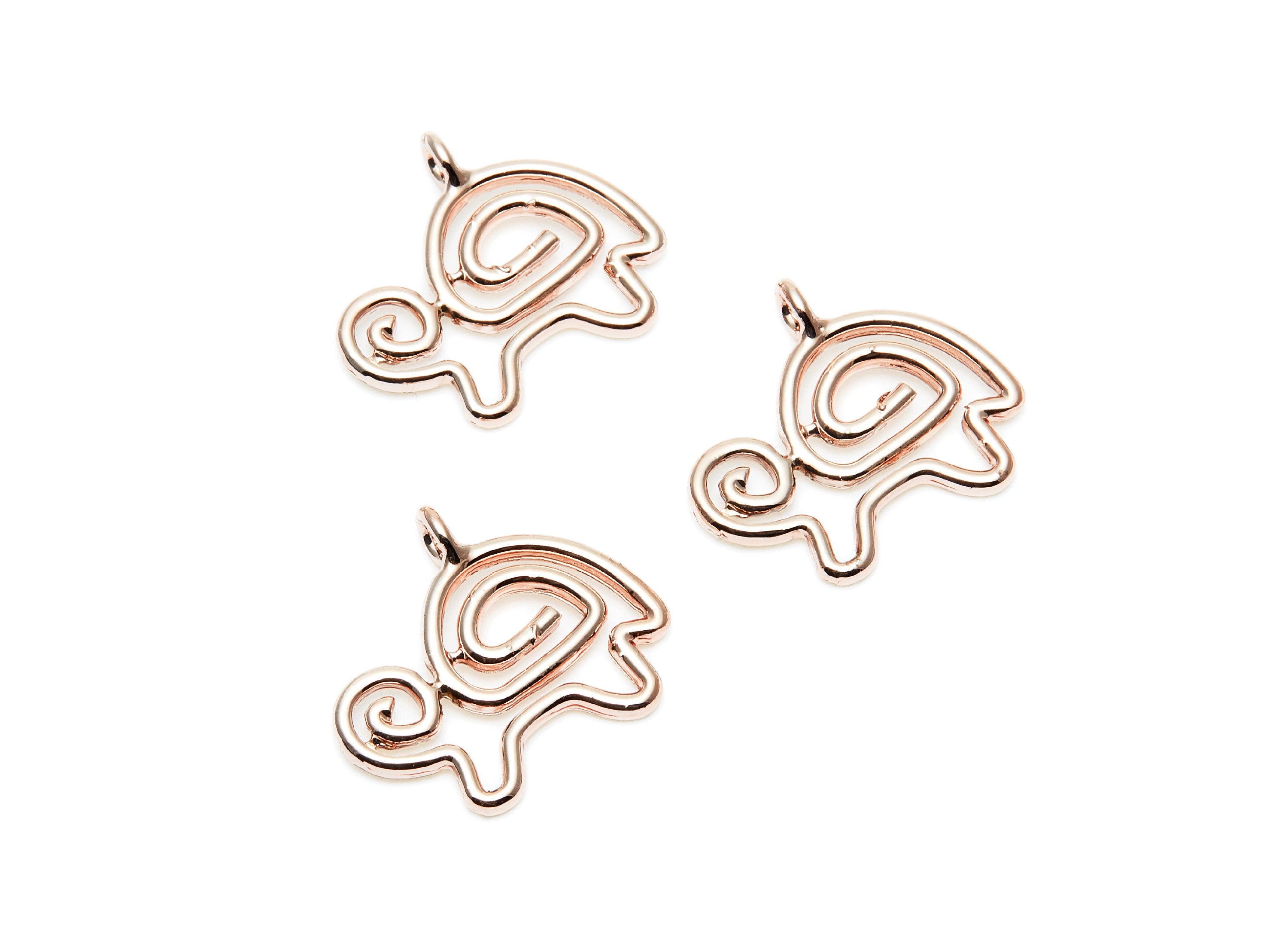 Turtle Shaped Charms- Zinc Alloy Earring Finding - Rose Tone - Alloy Pendant for Necklace - 23.13x20x2mm - ZZ1273R - DOMEDBAZAAR