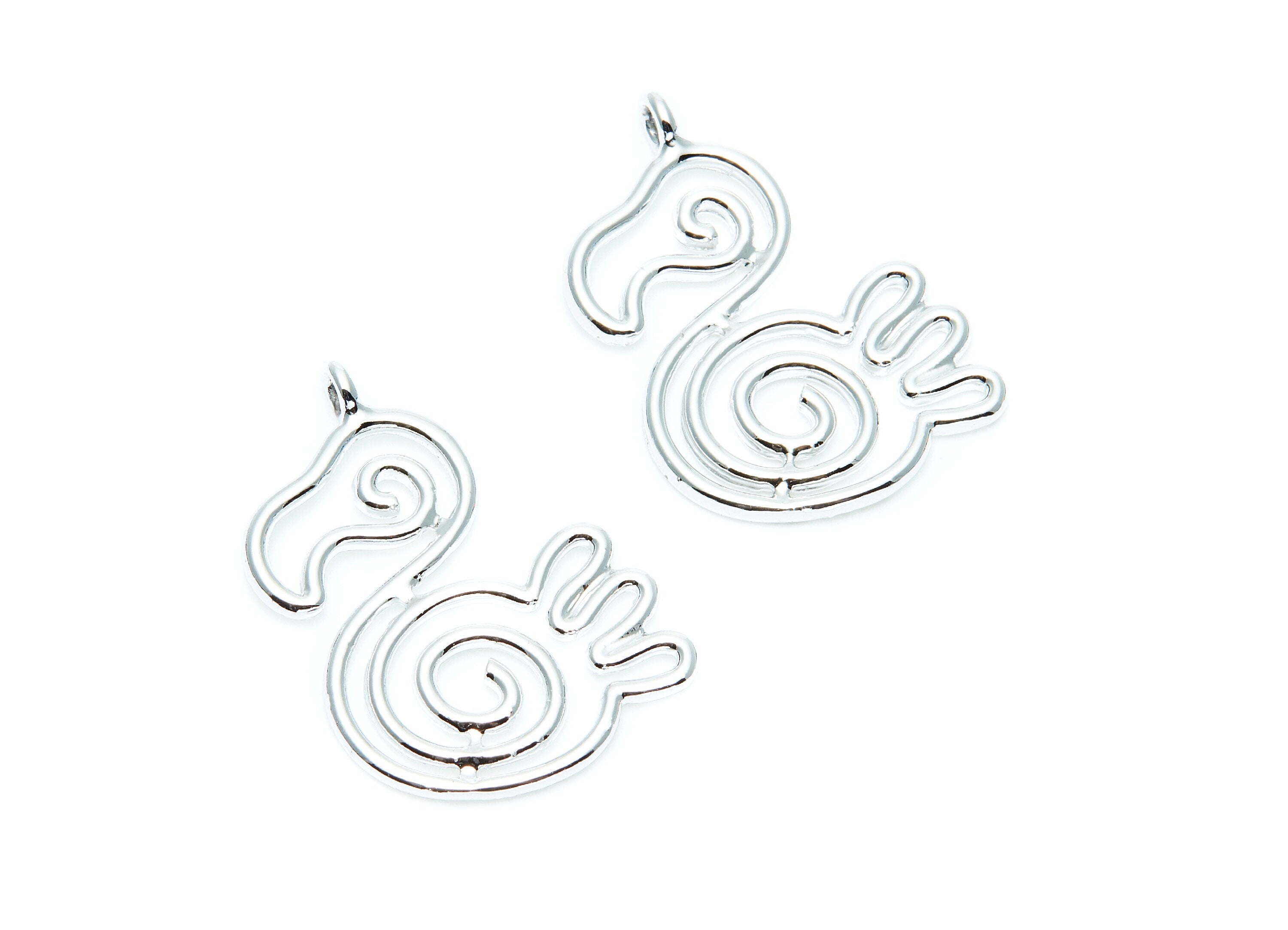 Duck Shaped Charms- Zinc Alloy Earring Finding - Nickel / Silver Tone - Alloy Pendant for Necklace - 31.5x21.5x1.9mm - ZZ1275N - DOMEDBAZAAR