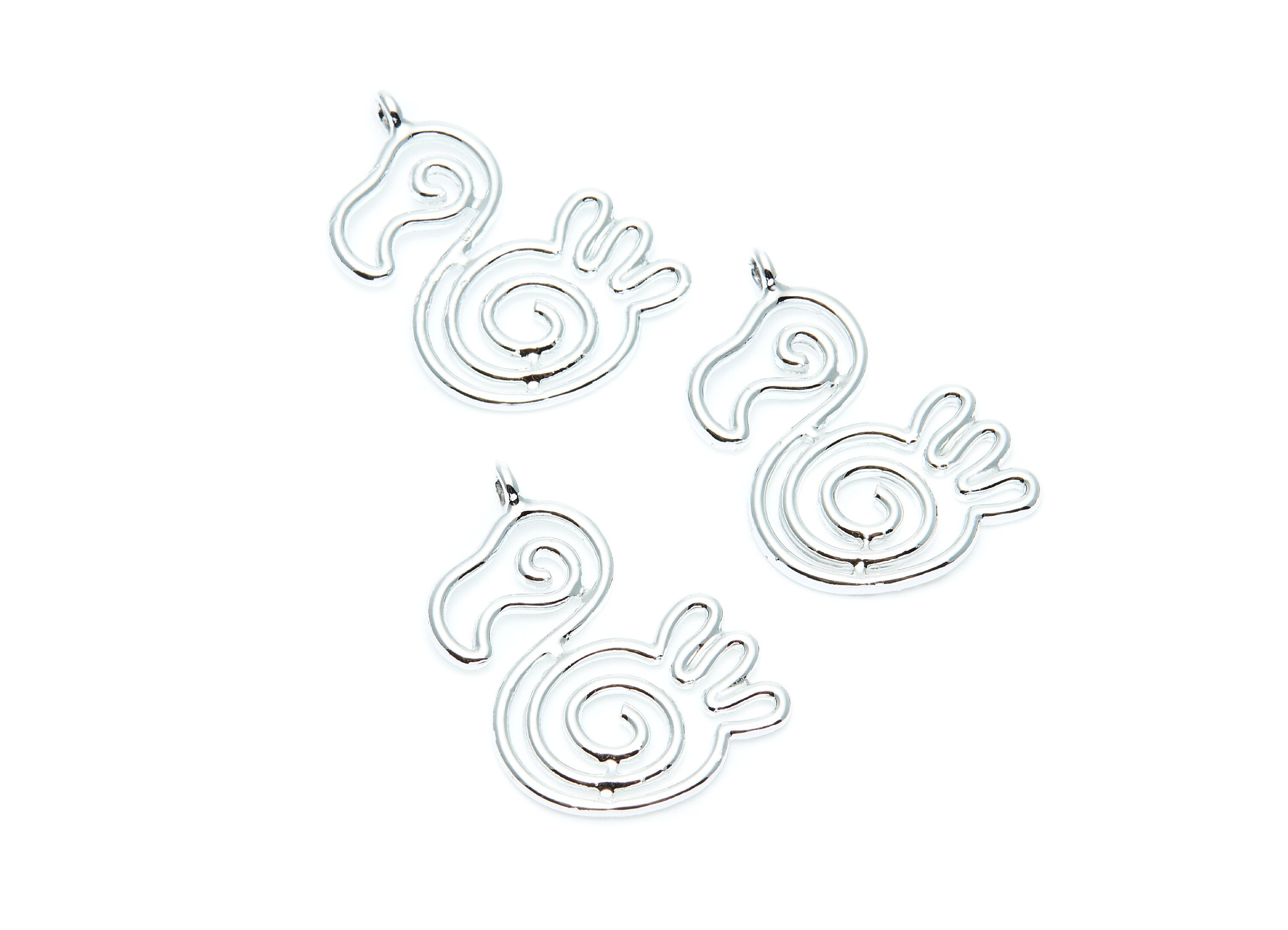 Duck Shaped Charms- Zinc Alloy Earring Finding - Nickel / Silver Tone - Alloy Pendant for Necklace - 31.5x21.5x1.9mm - ZZ1275N - DOMEDBAZAAR