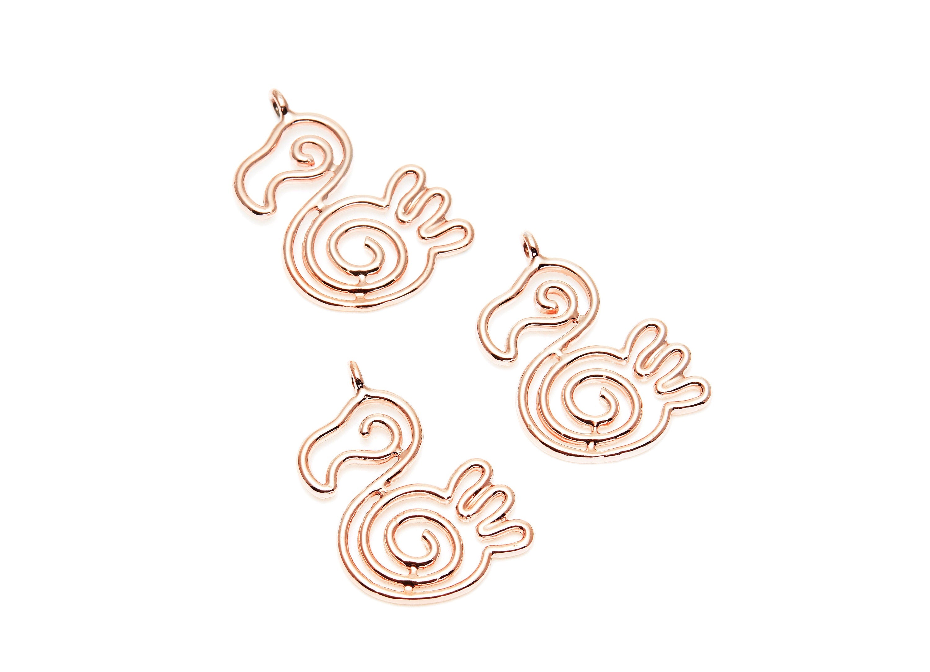 Duck Shaped Charms- Zinc Alloy Earring Finding - Rose Tone - Alloy Pendant for Necklace - 31.5x21.5x1.9mm - ZZ1275R - DOMEDBAZAAR