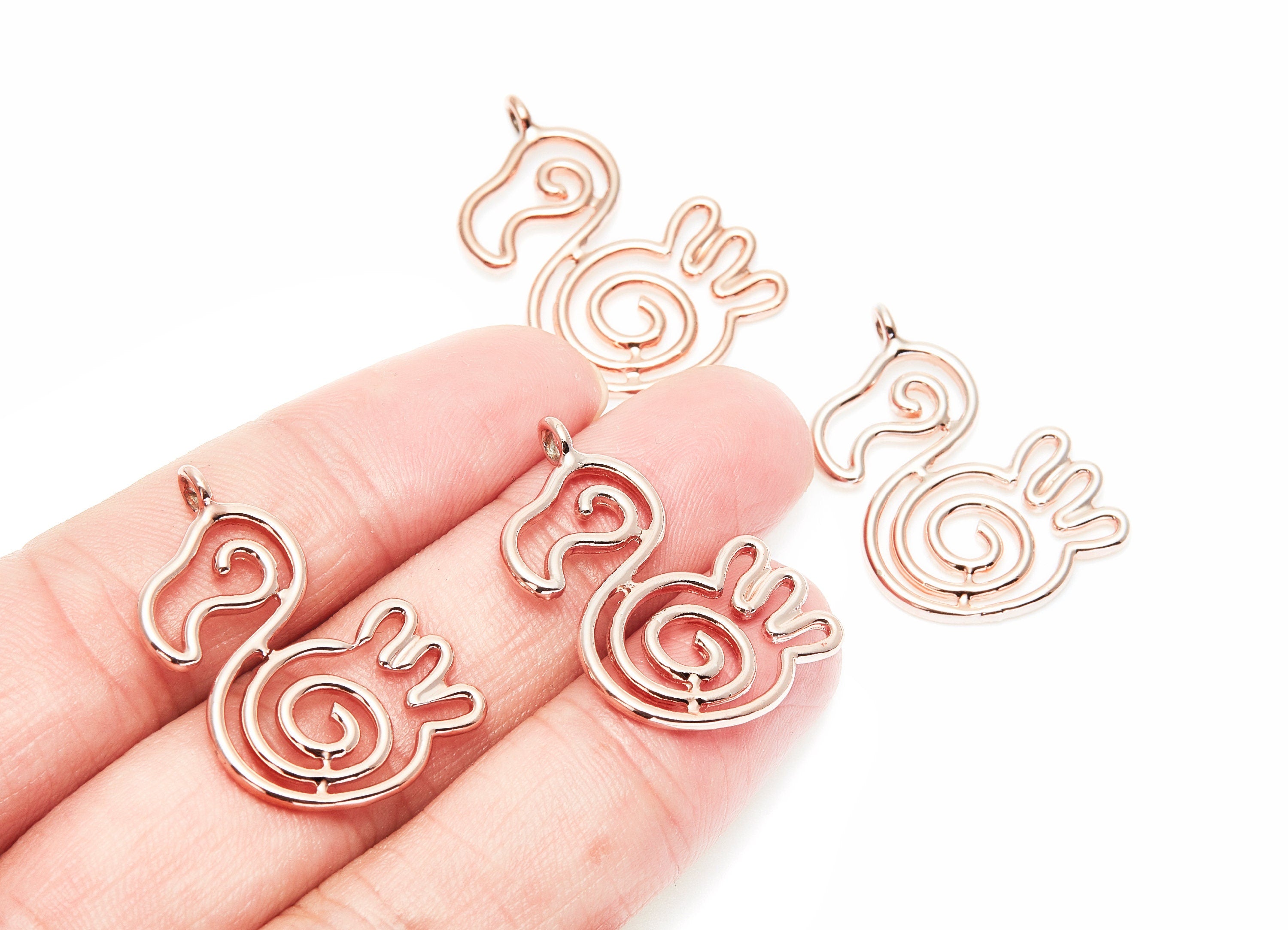 Duck Shaped Charms- Zinc Alloy Earring Finding - Rose Tone - Alloy Pendant for Necklace - 31.5x21.5x1.9mm - ZZ1275R - DOMEDBAZAAR