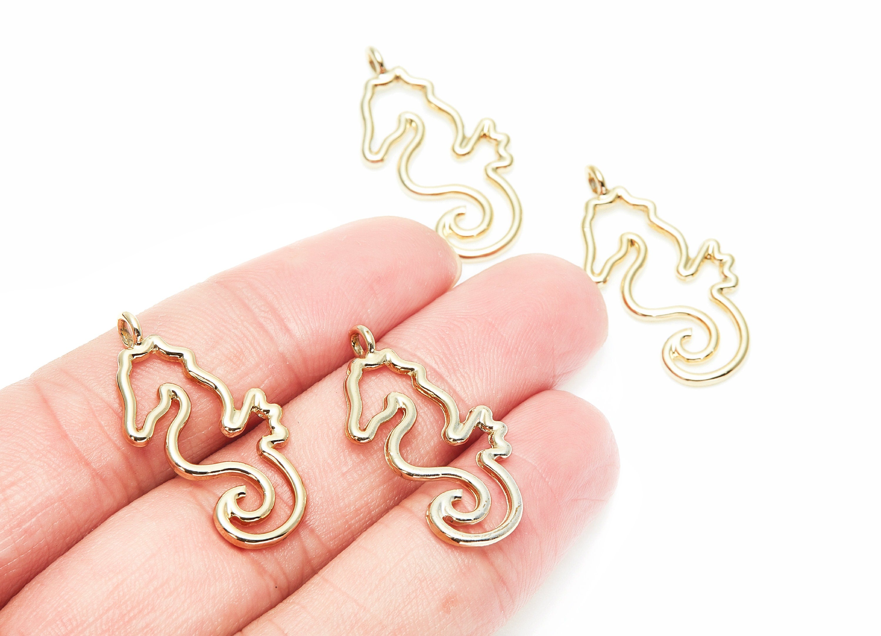 SeaHorse Shaped Charms- Zinc Alloy Earring Finding - Gold Tone - Alloy Pendant for Necklace - Jewelry Supplies - 30.7x15.06x1.78mm - ZZ1277G - DOMEDBAZAAR
