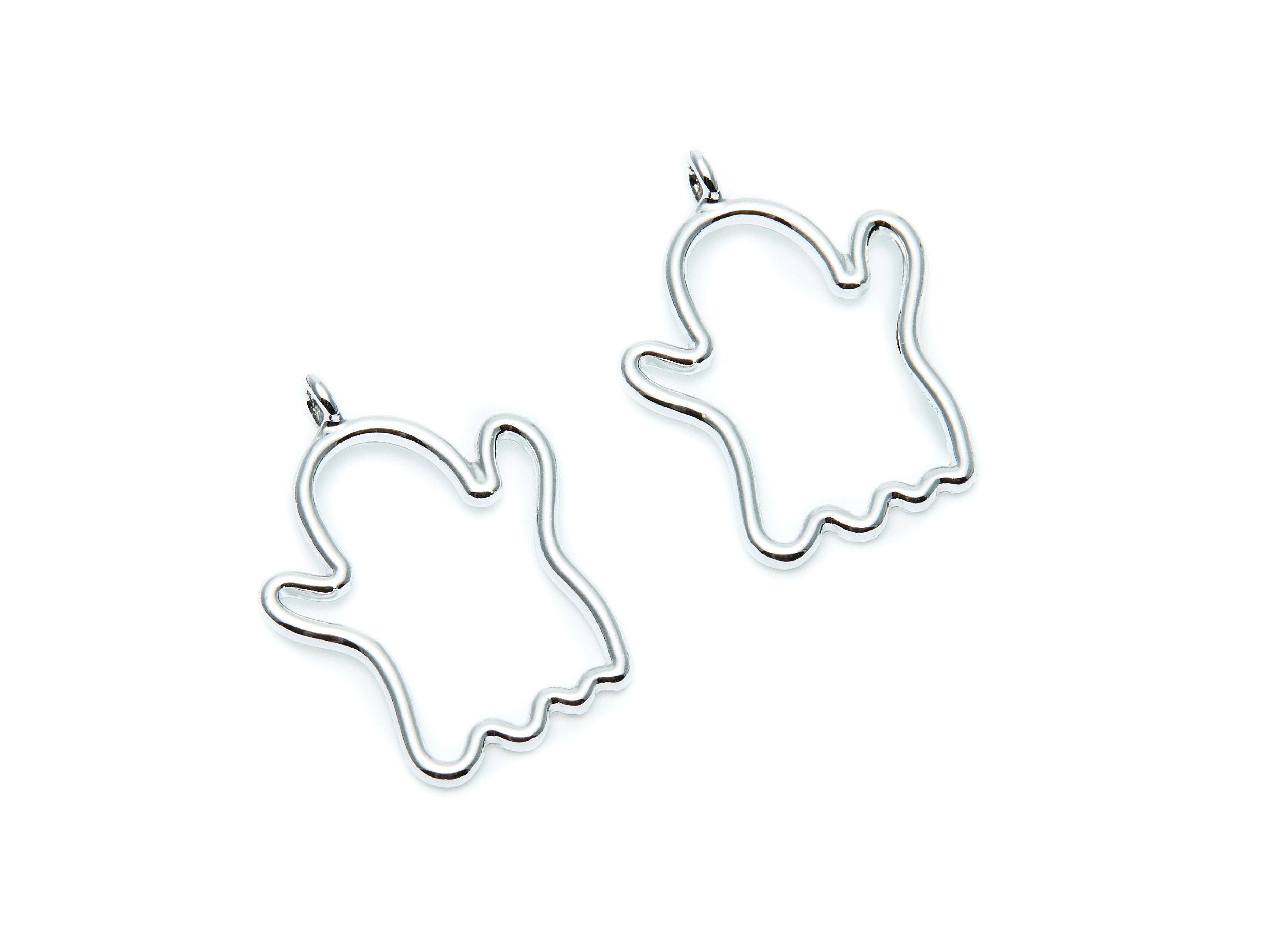 Ghost Shaped Charms- Zinc Alloy Earring Finding - Nickel / Silver Tone - Alloy Pendant for Necklace - 28.5x20.8x1.85mm - ZZ1279N - DOMEDBAZAAR