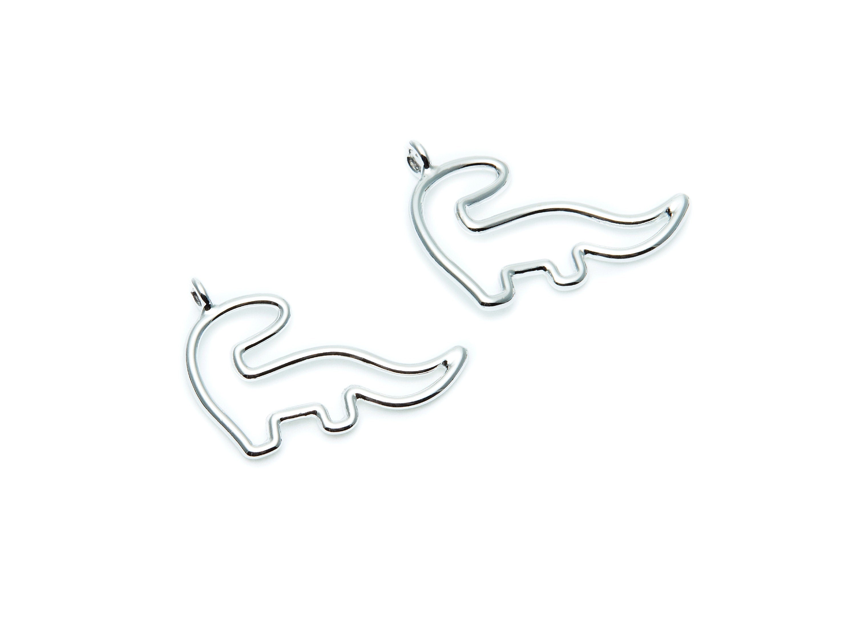 Dinosaur Shaped Charms- Zinc Alloy Earring Finding - Silver Tone - Alloy Pendant for Necklace - 29.5x21.77x2.16mm - ZZ1281N - DOMEDBAZAAR