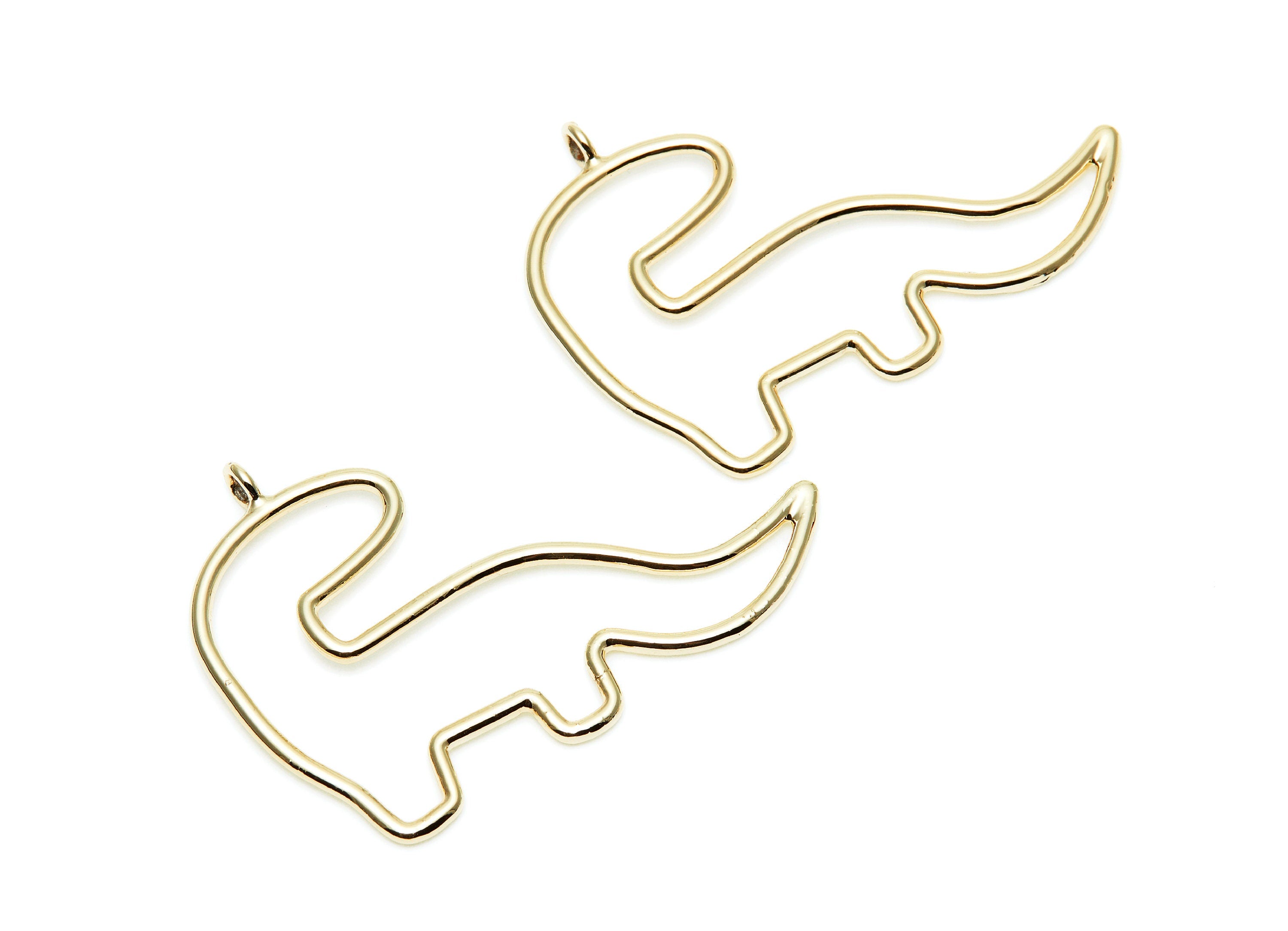 Big Dinosaur Shaped Charms- Zinc Alloy Earring Finding - Gold Tone - Alloy Pendant for Necklace - 52.33x36.9x1.9mm - ZZ1280G - DOMEDBAZAAR