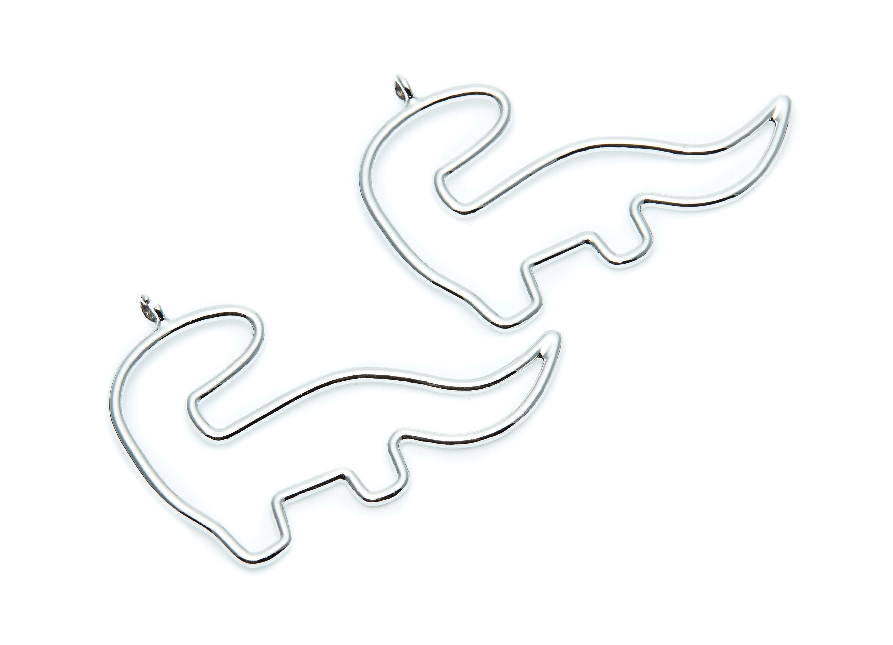 Big Dinosaur Shaped Charms- Zinc Alloy Earring Finding - Nickel / Silver Tone - Alloy Pendant for Necklace - 52.33x36.9x1.9mm - ZZ1280N - DOMEDBAZAAR