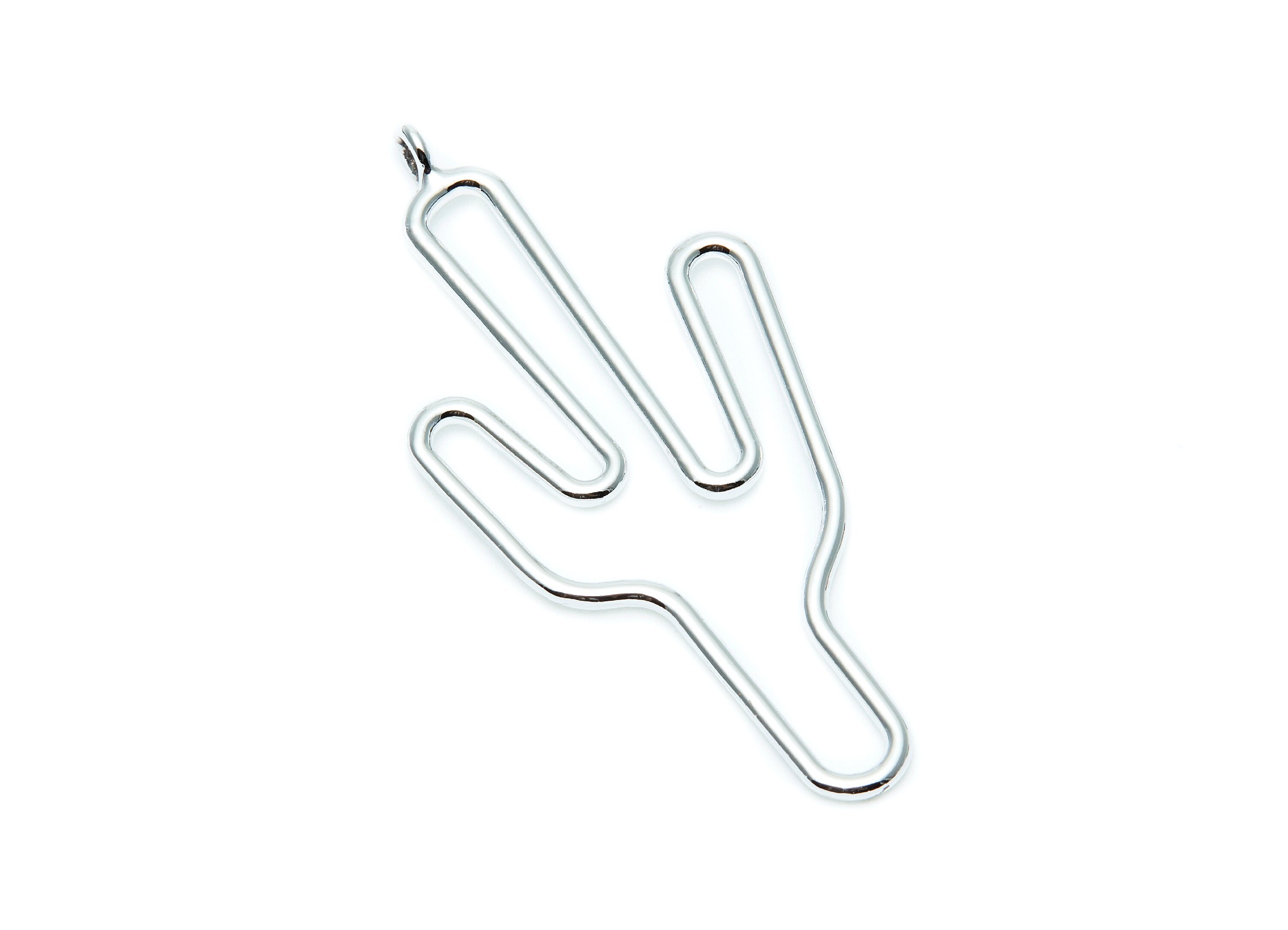 Big Cactus Shaped Charms- Zinc Alloy Earring Finding - Nickel / Silver Tone - Alloy Pendant for Necklace - 57.2x28.15x2mm - ZZ1270N - DOMEDBAZAAR