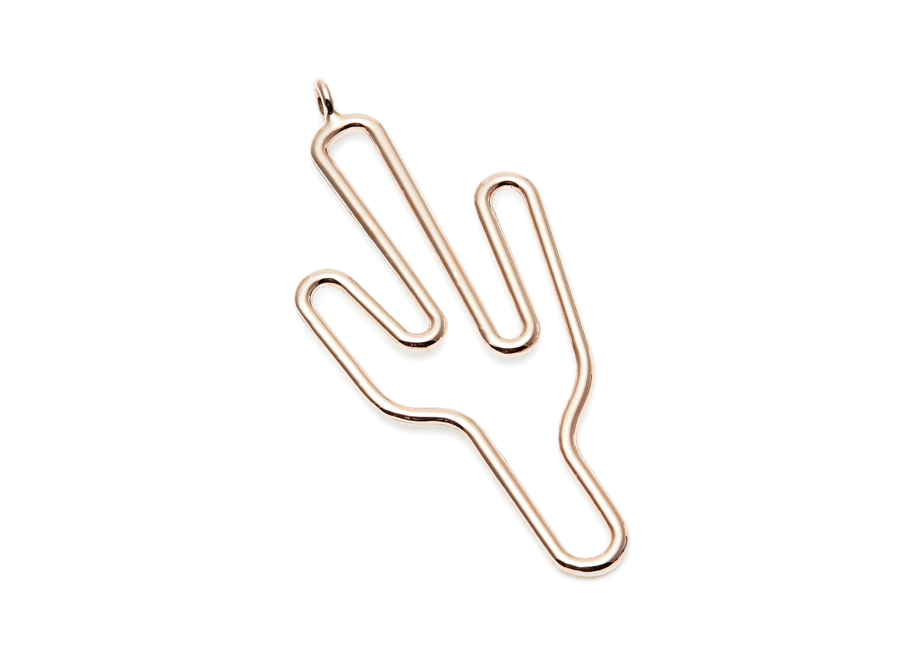 Big Cactus Shaped Charms- Zinc Alloy Earring Finding - Rose Tone - Alloy Pendant for Necklace - 57.2x28.15x2mm - ZZ1270R - DOMEDBAZAAR