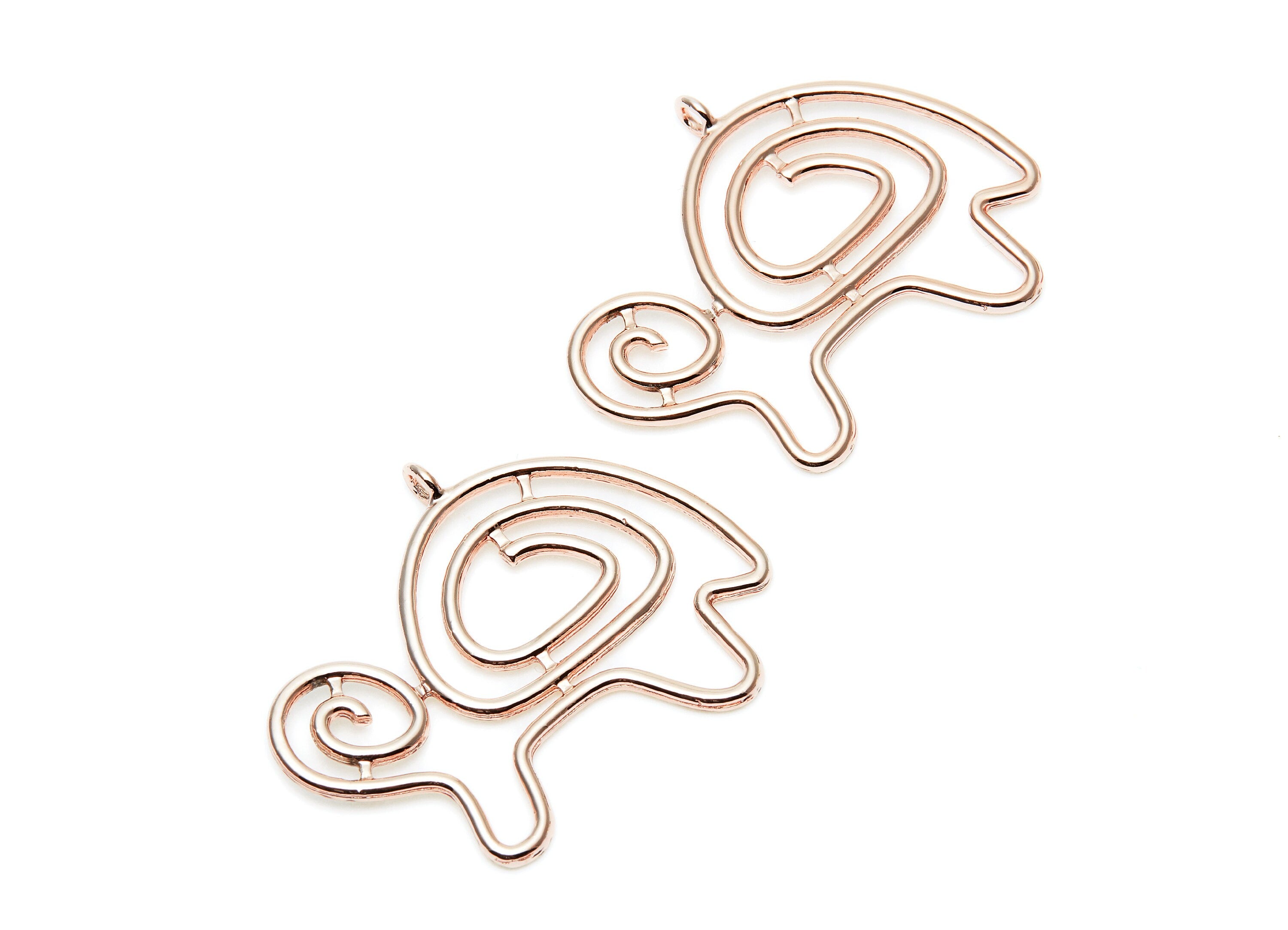 Big Turtle Shaped Charms- Zinc Alloy Earring Finding - Rose Tone - Alloy Pendant for Necklace - 46.1x35.48x2.34 - ZZ1272R - DOMEDBAZAAR