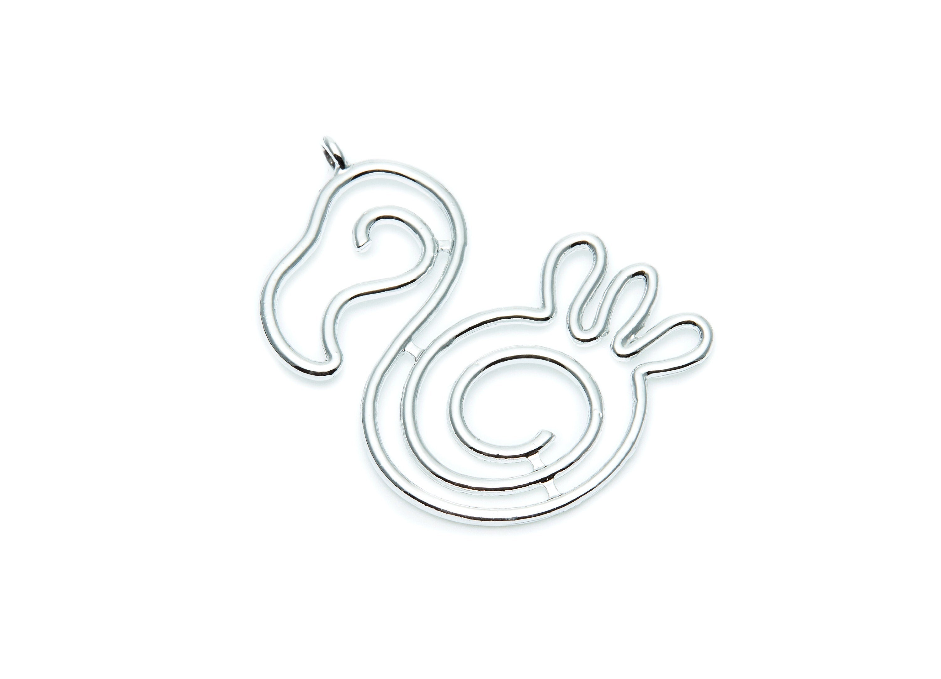 Big Duck Shaped Charms- Zinc Alloy Earring Finding - Nickel / Silver Tone - Alloy Pendant for Necklace - 48.85x34.5x2.15mm - ZZ1274N - DOMEDBAZAAR