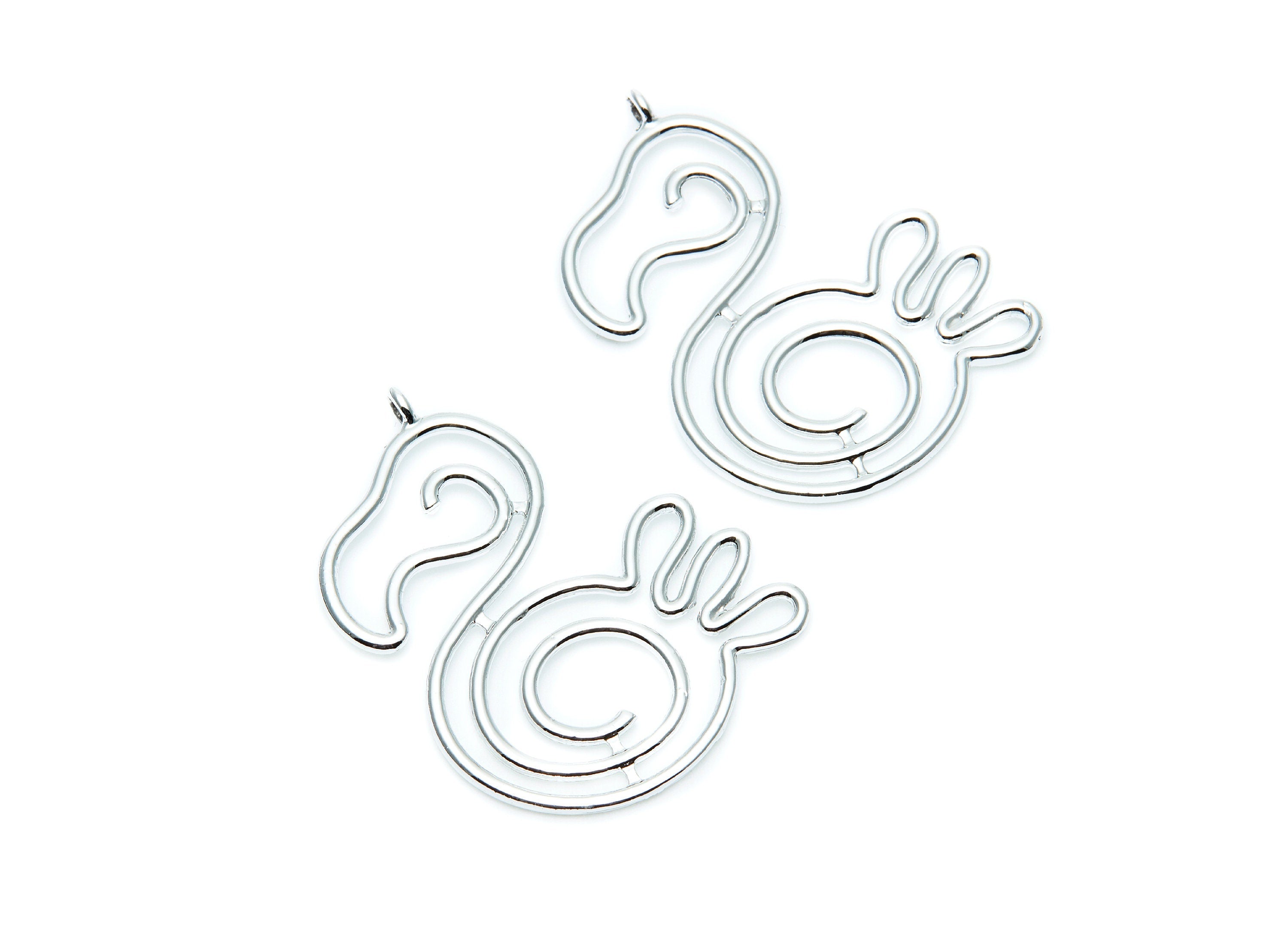 Big Duck Shaped Charms- Zinc Alloy Earring Finding - Nickel / Silver Tone - Alloy Pendant for Necklace - 48.85x34.5x2.15mm - ZZ1274N - DOMEDBAZAAR