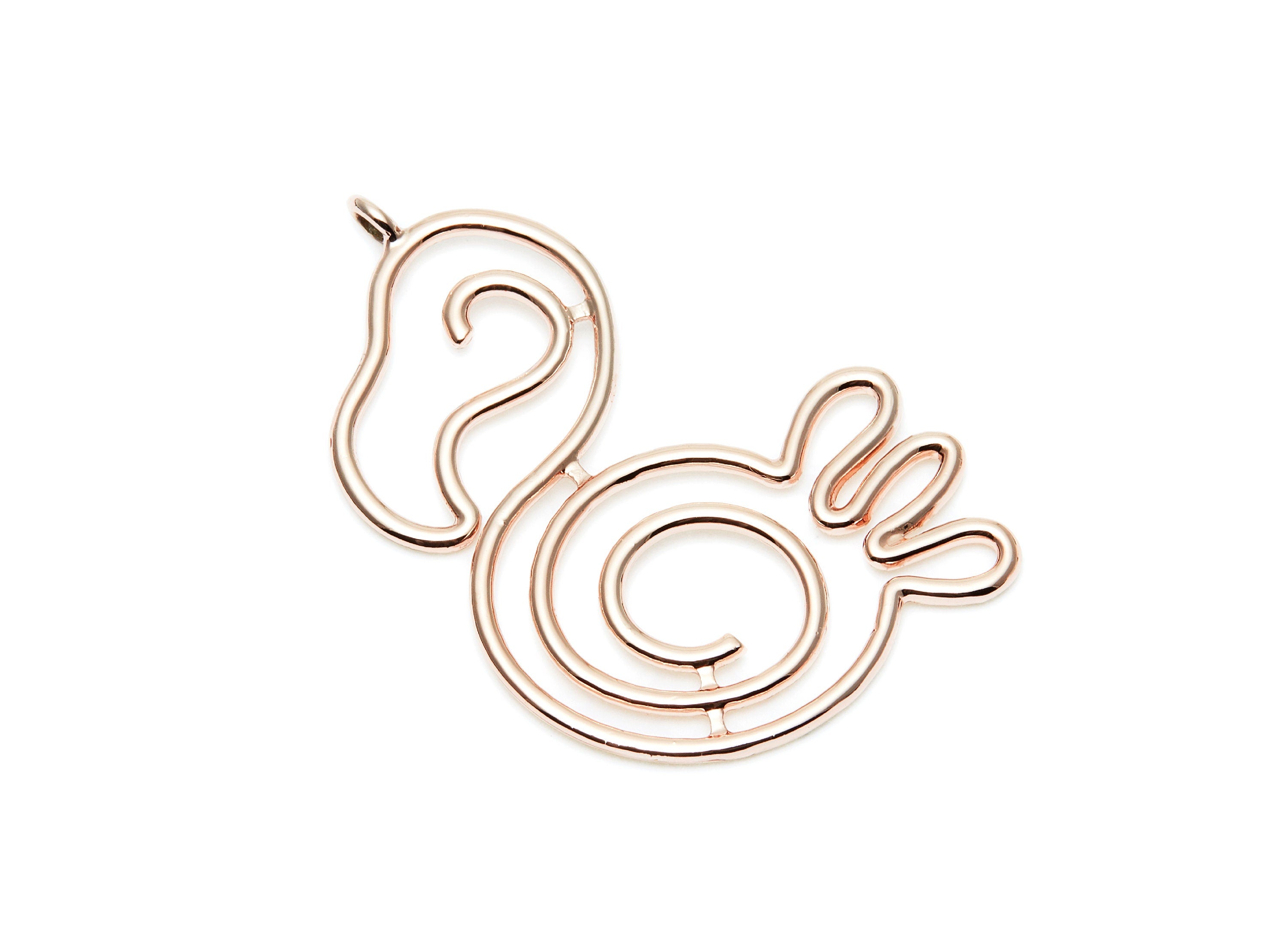 Big Duck Shaped Charms- Zinc Alloy Earring Finding - Rose Tone - Alloy Pendant for Necklace - 48.85x34.5x2.15mm - ZZ1274R - DOMEDBAZAAR