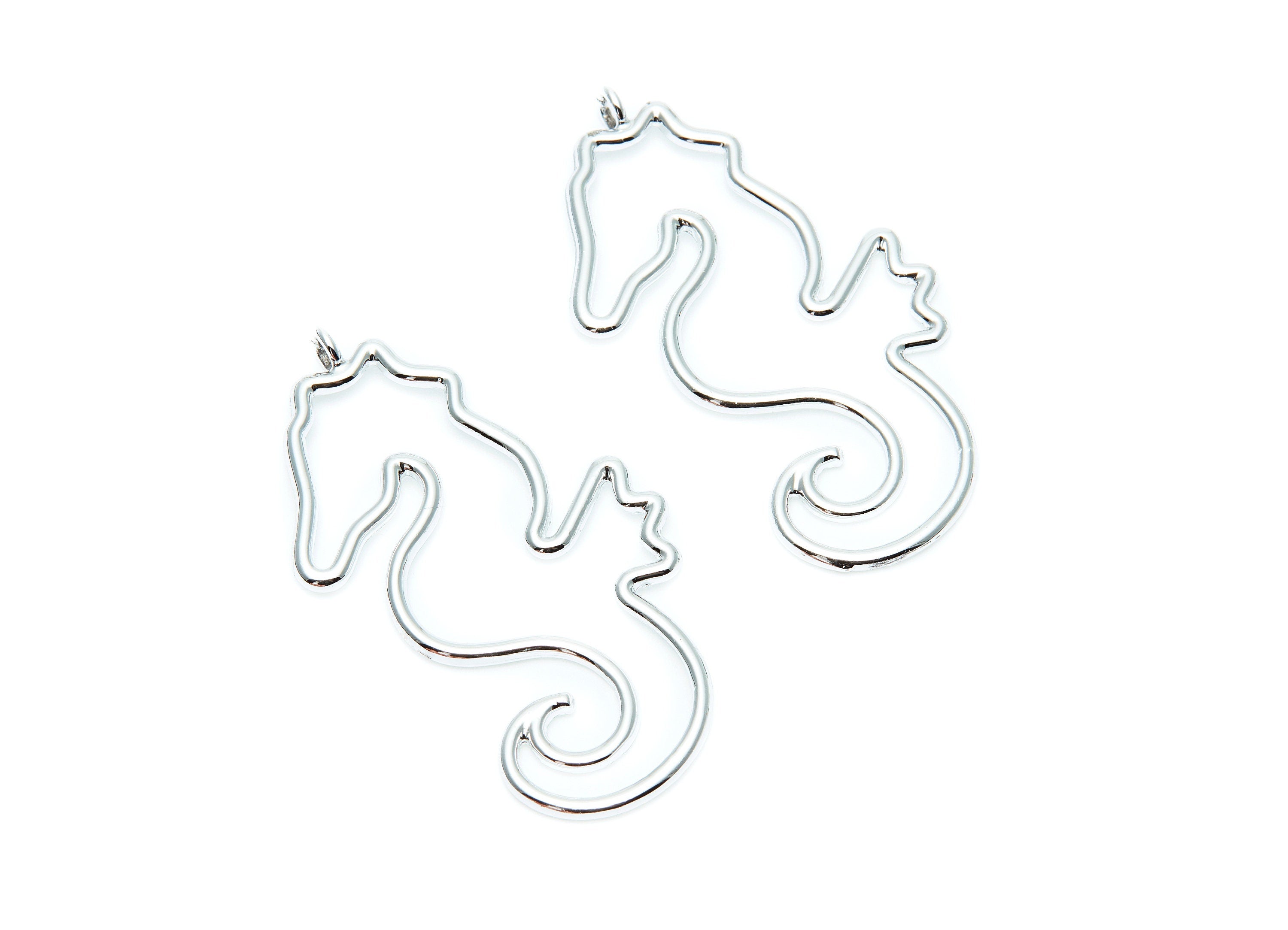 Big SeaHorse Shaped Charms- Zinc Alloy Earring Finding - Nickel / SilverTone - Alloy Pendant for Necklace - 51.5x23.3x2.1mm - ZZ1276N - DOMEDBAZAAR