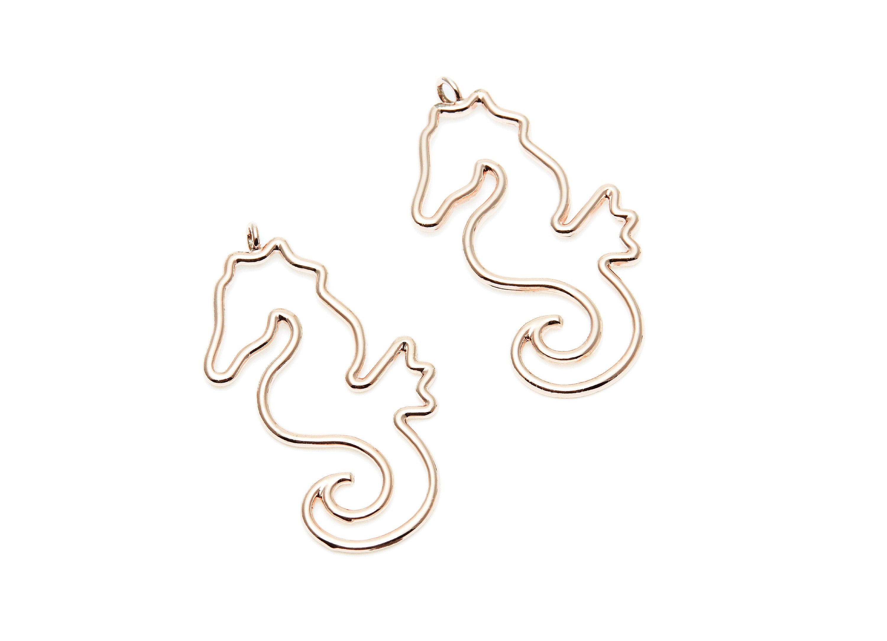 Big SeaHorse Shaped Charms- Zinc Alloy Earring Finding - Rose - Alloy Pendant for Necklace - 51.5x23.3x2.1mm - ZZ1276R - DOMEDBAZAAR
