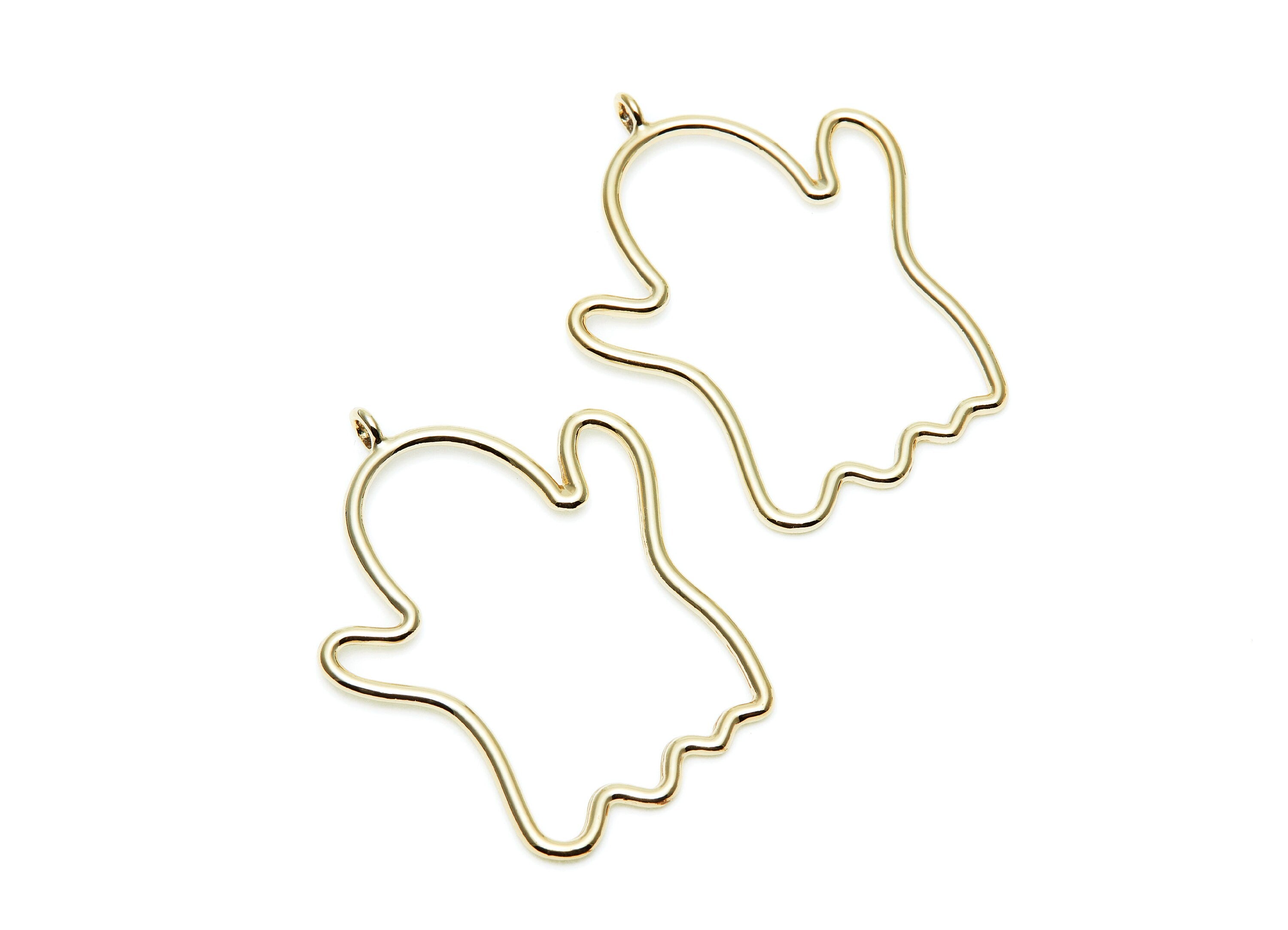 Big Ghost Shaped Charms- Zinc Alloy Earring Finding - Gold Tone - Alloy Pendant for Necklace - Jewelry Supplies - 45x35x2.03mm - ZZ1278G - DOMEDBAZAAR