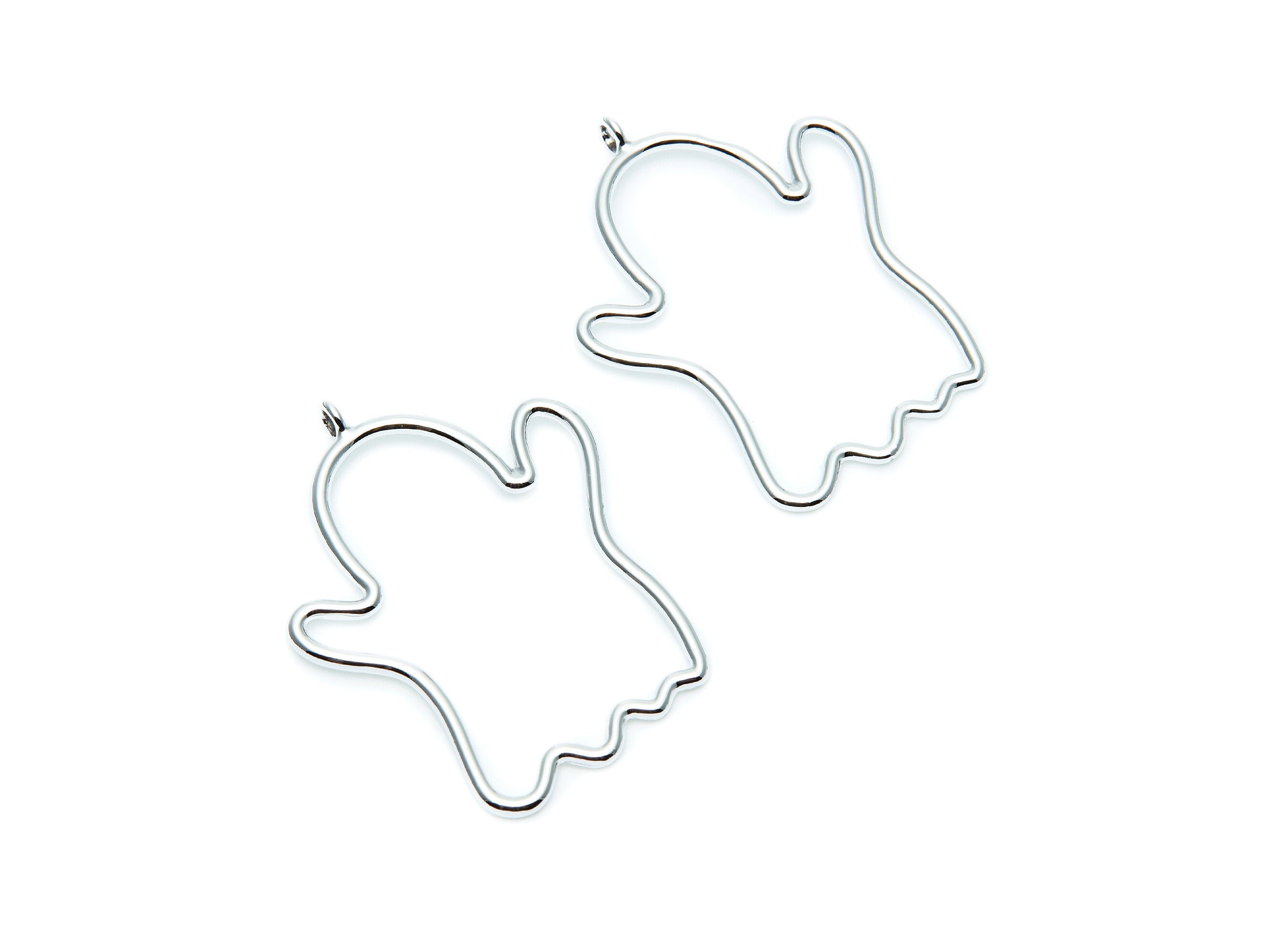Big Ghost Shaped Charms- Zinc Alloy Earring Finding - Nickel / Silver Tone - Alloy Pendant for Necklace - 45x35x2.03mm - ZZ1278N - DOMEDBAZAAR