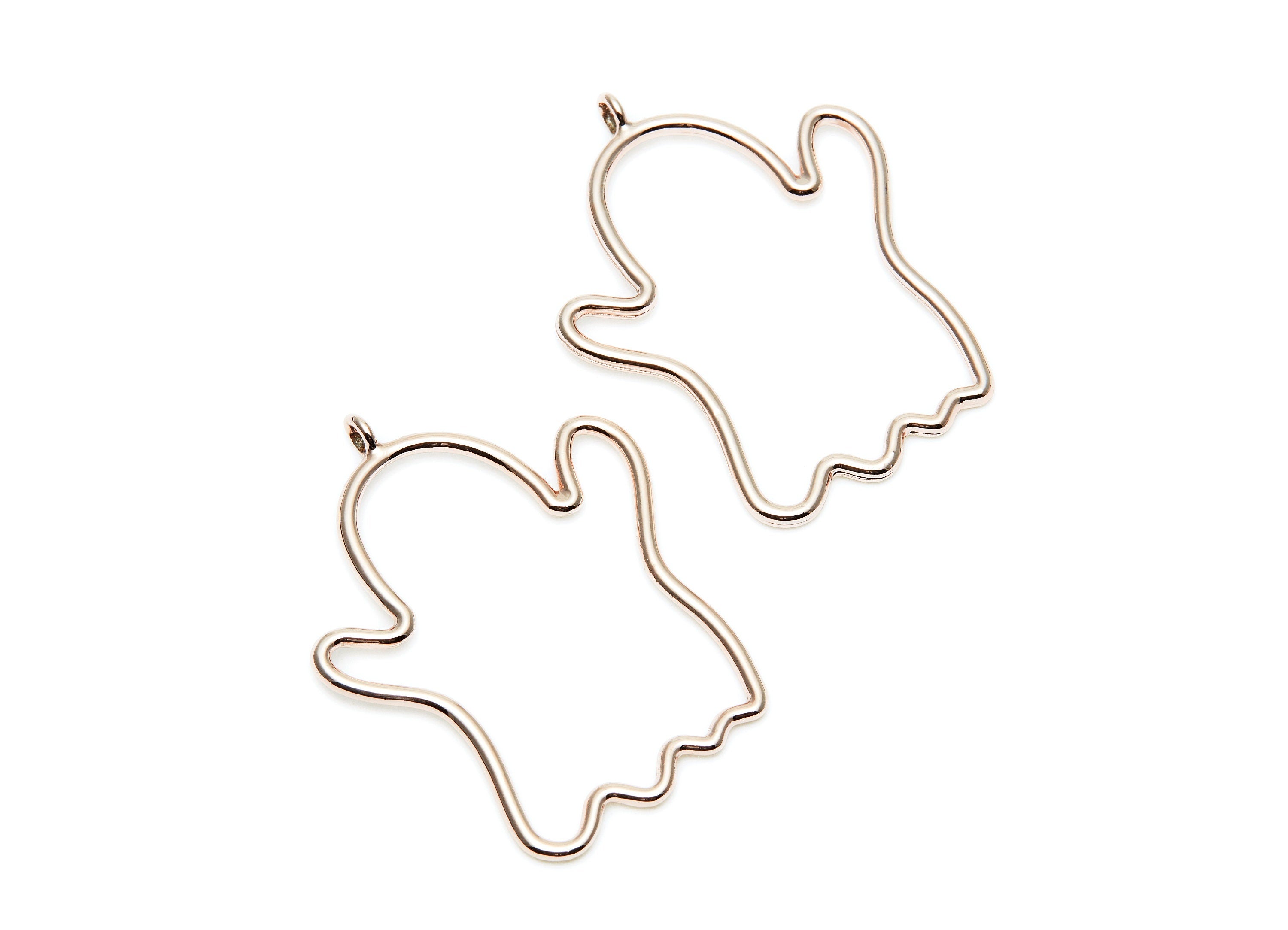 Big Ghost Shaped Charms- Zinc Alloy Earring Finding - Rose Tone - Alloy Pendant for Necklace - 45x35x2.03mm - ZZ1278R - DOMEDBAZAAR