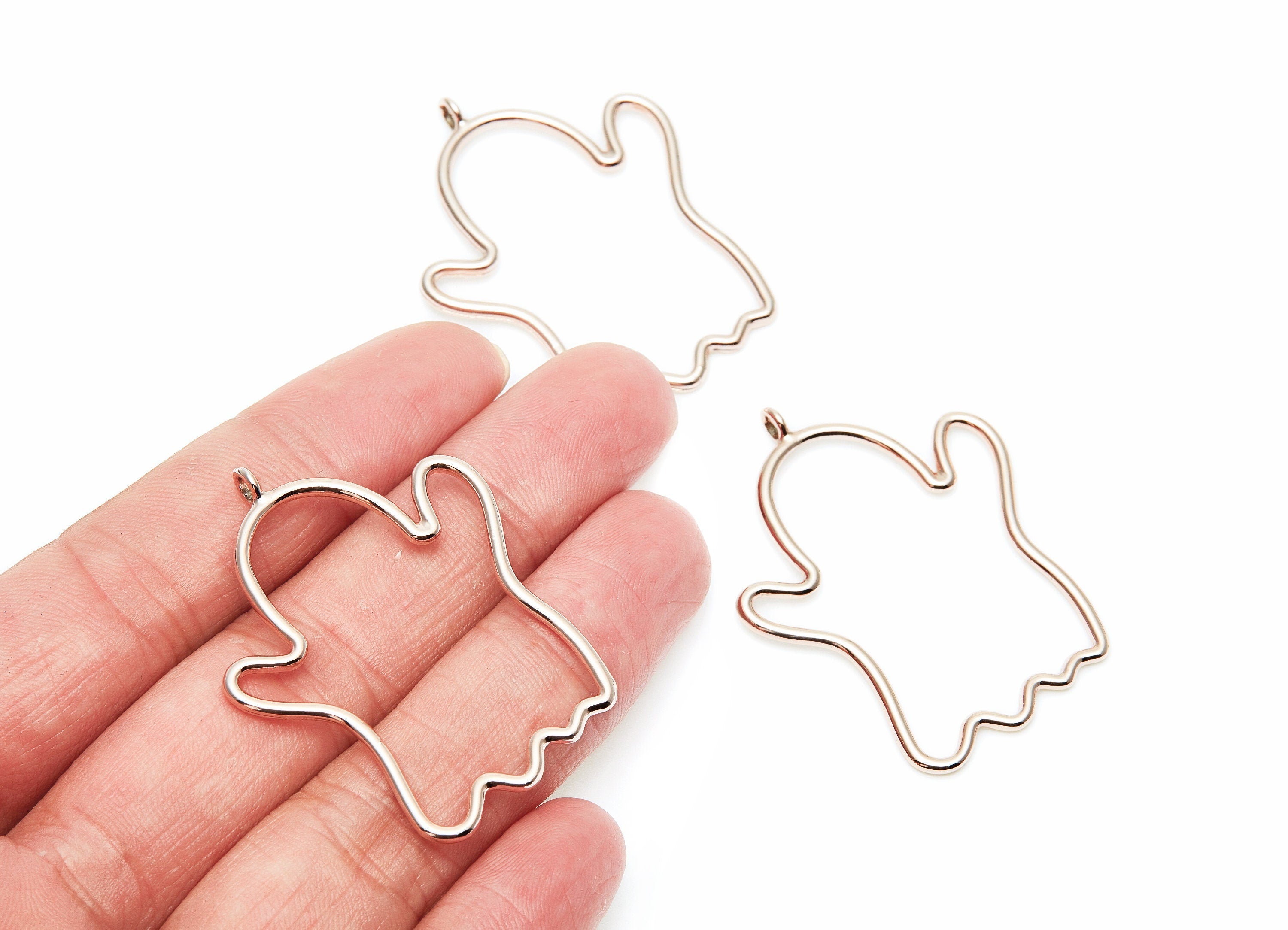 Big Ghost Shaped Charms- Zinc Alloy Earring Finding - Rose Tone - Alloy Pendant for Necklace - 45x35x2.03mm - ZZ1278R - DOMEDBAZAAR