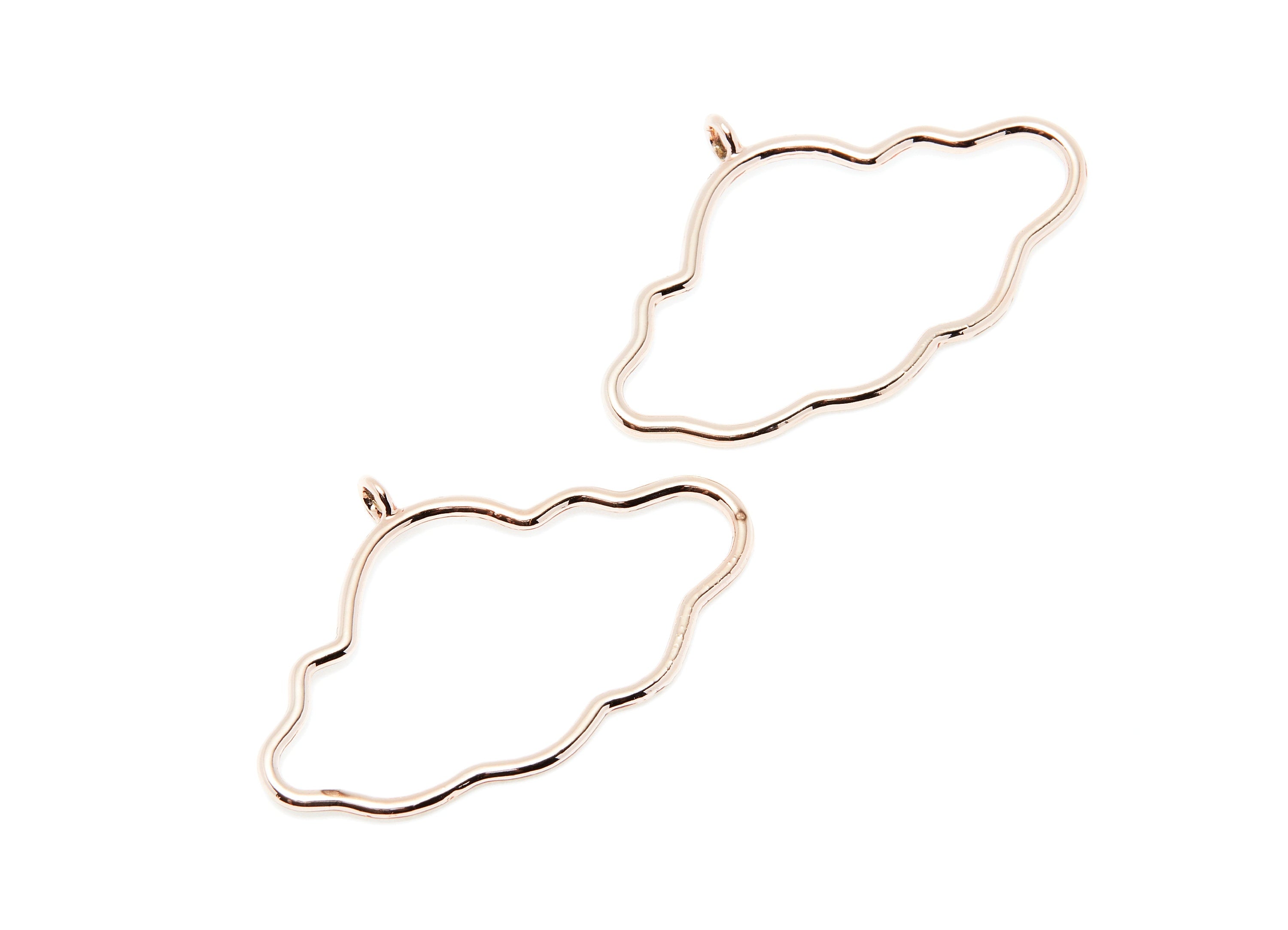 Big Cloud Shaped Charms- Zinc Alloy Earring Finding - Rose Tone - Alloy Pendant for Necklace - 45.94x30.1x1.96mm - ZZ1282R - DOMEDBAZAAR