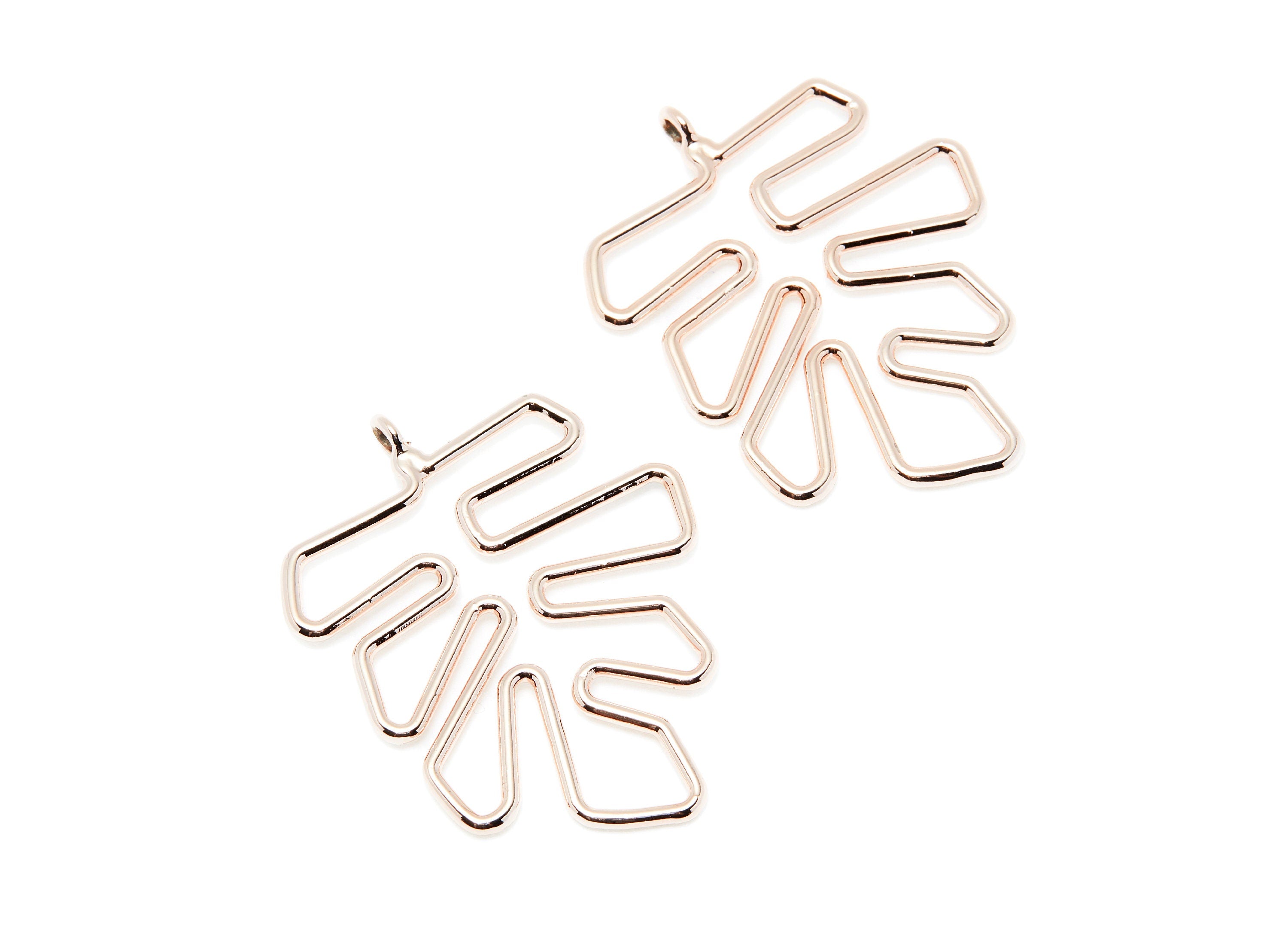 Big Leaf Shaped Charms- Zinc Alloy Earring Finding - Rose Tone - Alloy Pendant for Necklace - 46.63x35.4x2.13mm - ZZ1286R - DOMEDBAZAAR