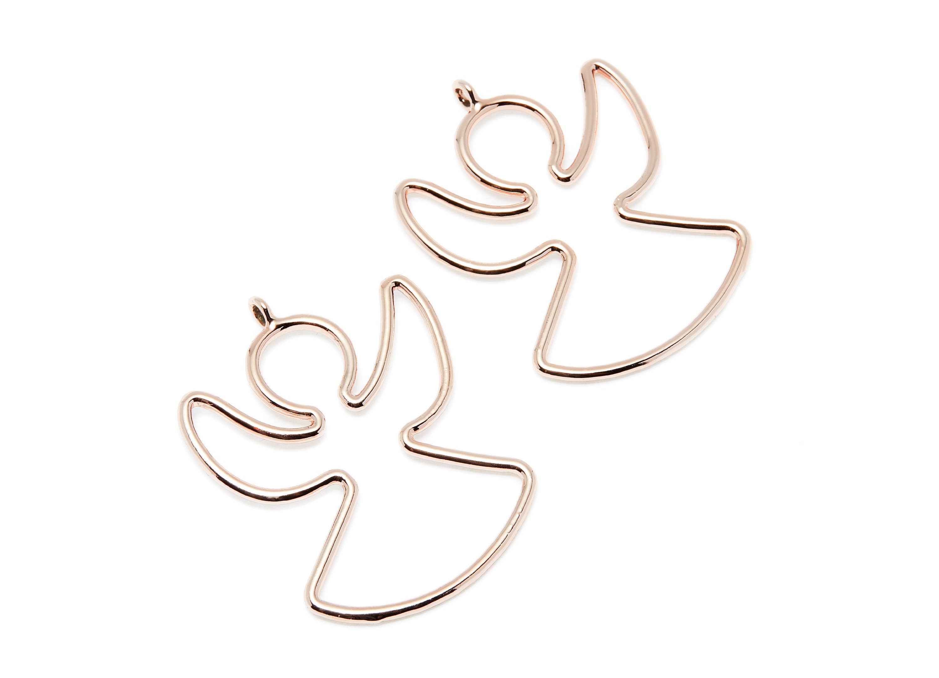 Big Angle Shaped Charms- Zinc Alloy Earring Finding - Rose Tone - Alloy Pendant for Necklace - 44.27x32.6x2.1mm - ZZ1290R - DOMEDBAZAAR