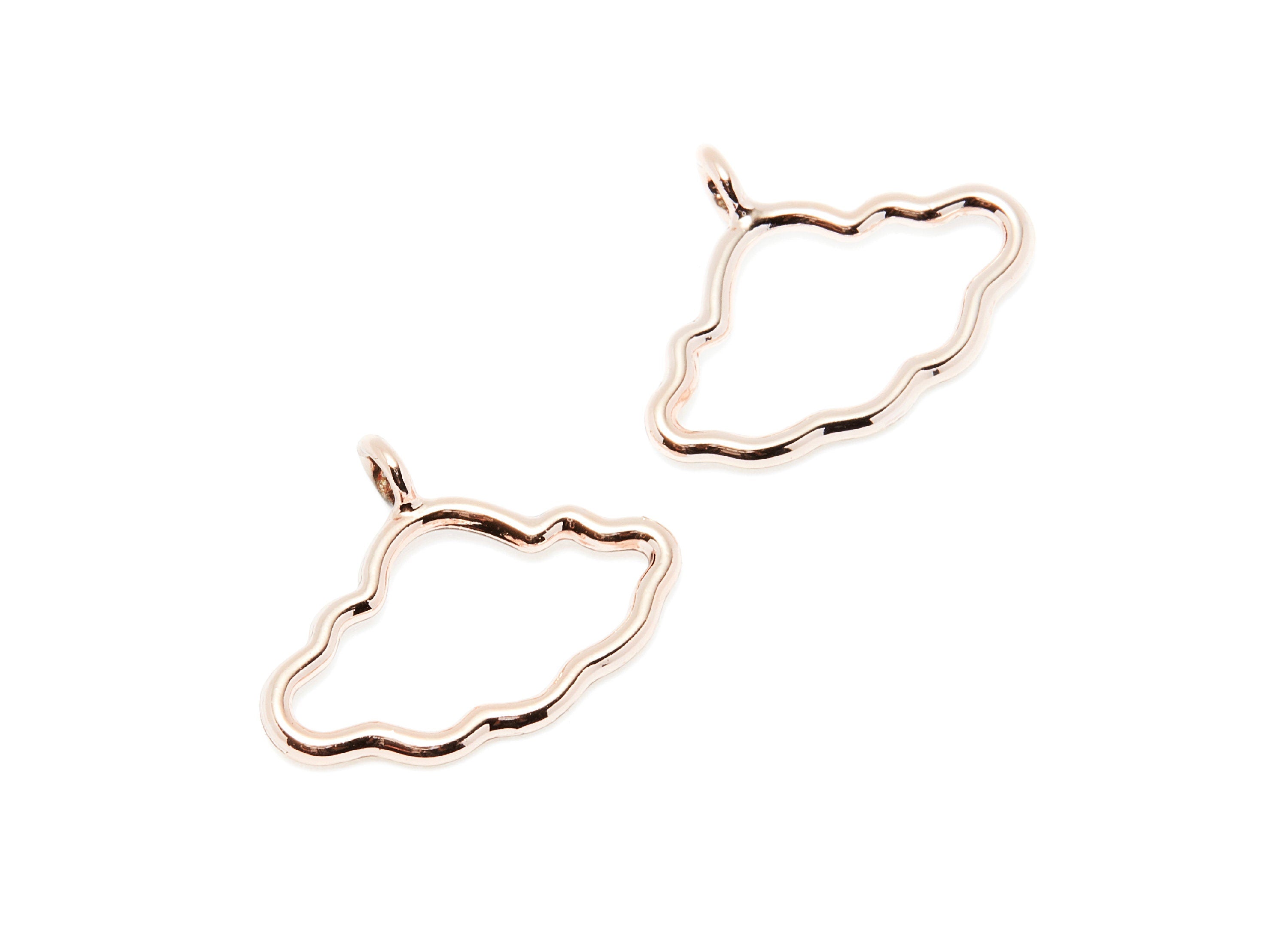 Cloud Shaped Charms- Zinc Alloy Earring Finding - Rose Tone - Alloy Pendant for Necklace - 22.39x17.09x1.82mm - ZZ1283R - DOMEDBAZAAR