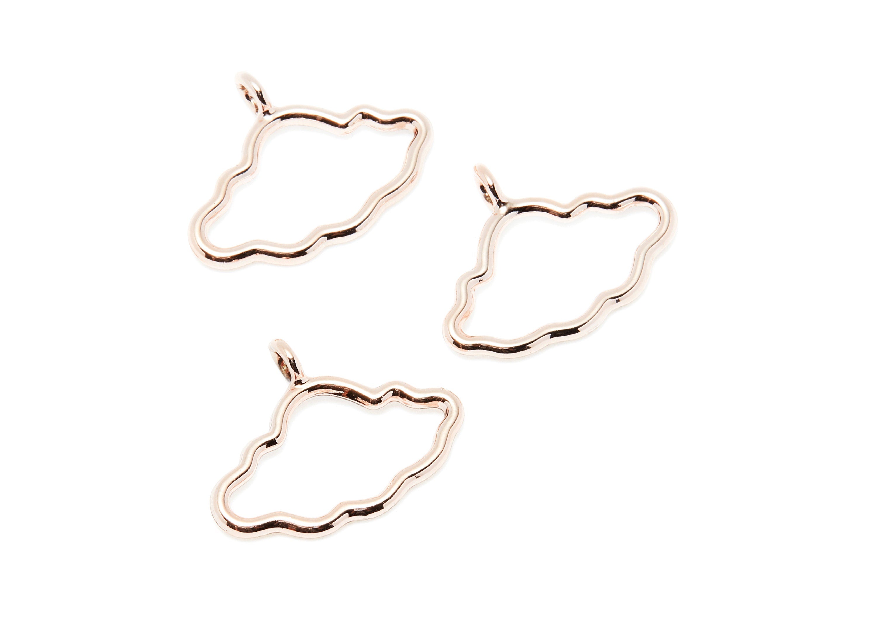 Cloud Shaped Charms- Zinc Alloy Earring Finding - Rose Tone - Alloy Pendant for Necklace - 22.39x17.09x1.82mm - ZZ1283R - DOMEDBAZAAR