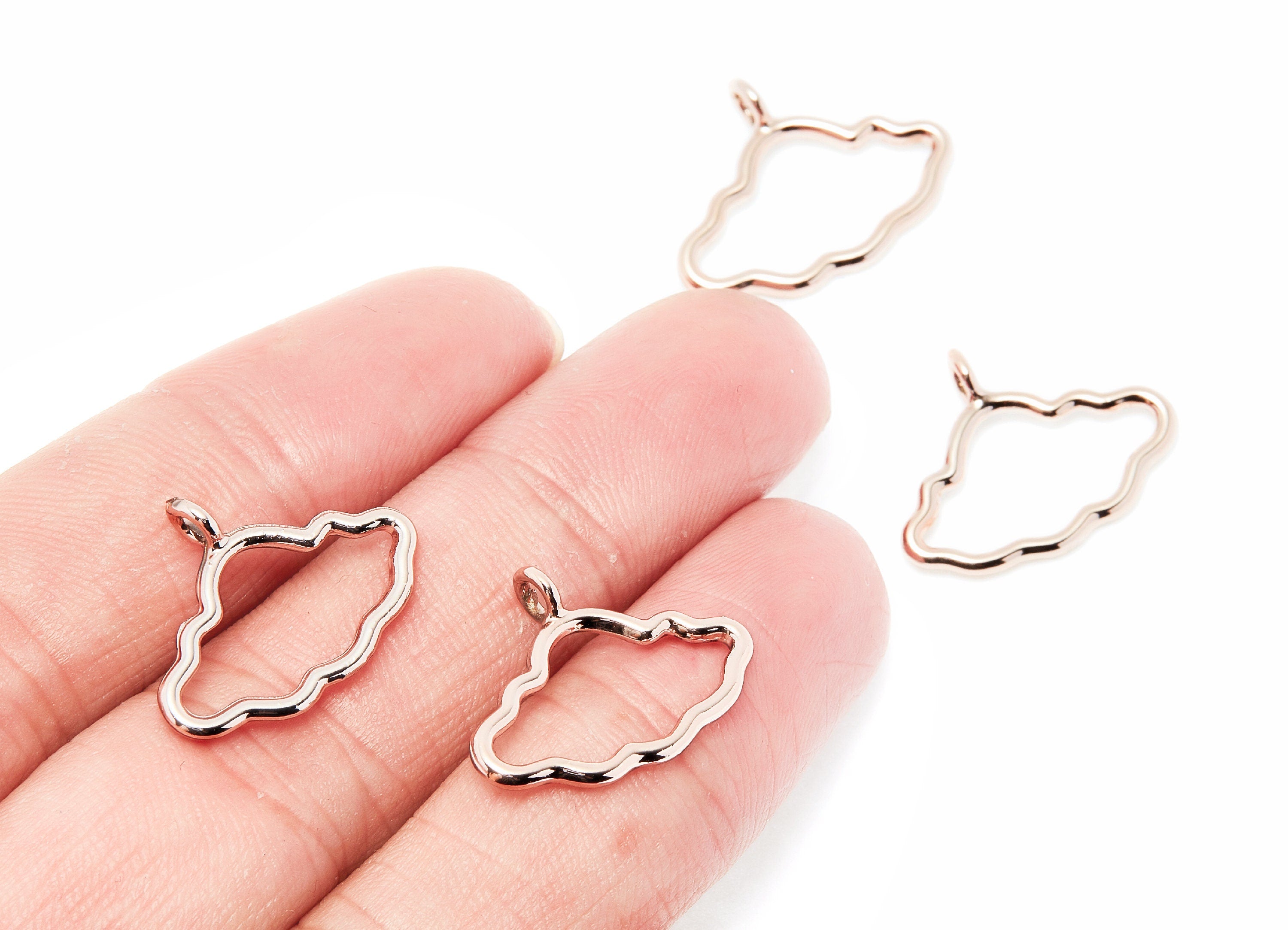 Cloud Shaped Charms- Zinc Alloy Earring Finding - Rose Tone - Alloy Pendant for Necklace - 22.39x17.09x1.82mm - ZZ1283R - DOMEDBAZAAR