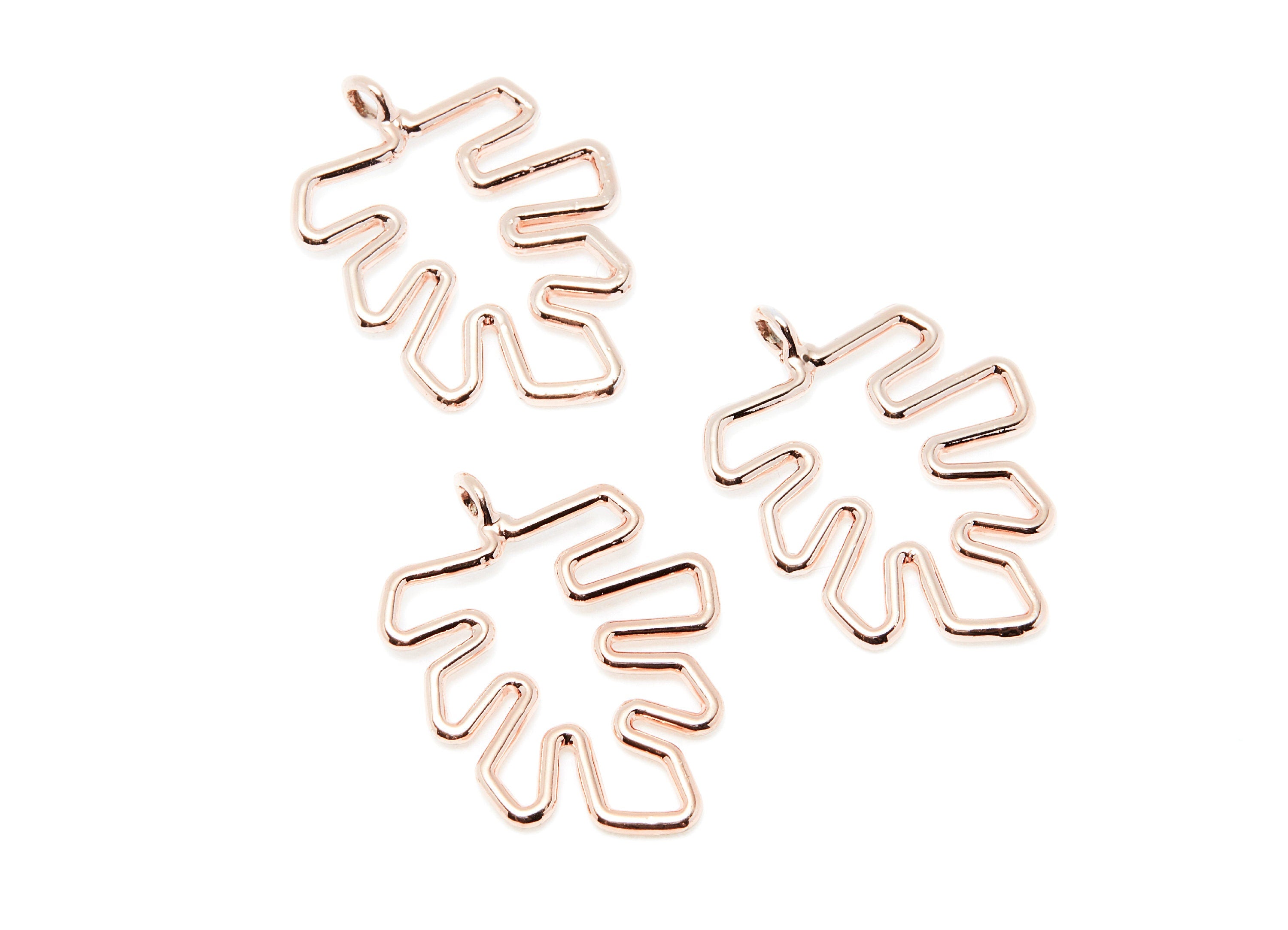 Leaf Shaped Charms- Zinc Alloy Earring Finding - Rose Tone - Alloy Pendant for Necklace - 29.38x21.79x1.72mm - ZZ1287R - DOMEDBAZAAR