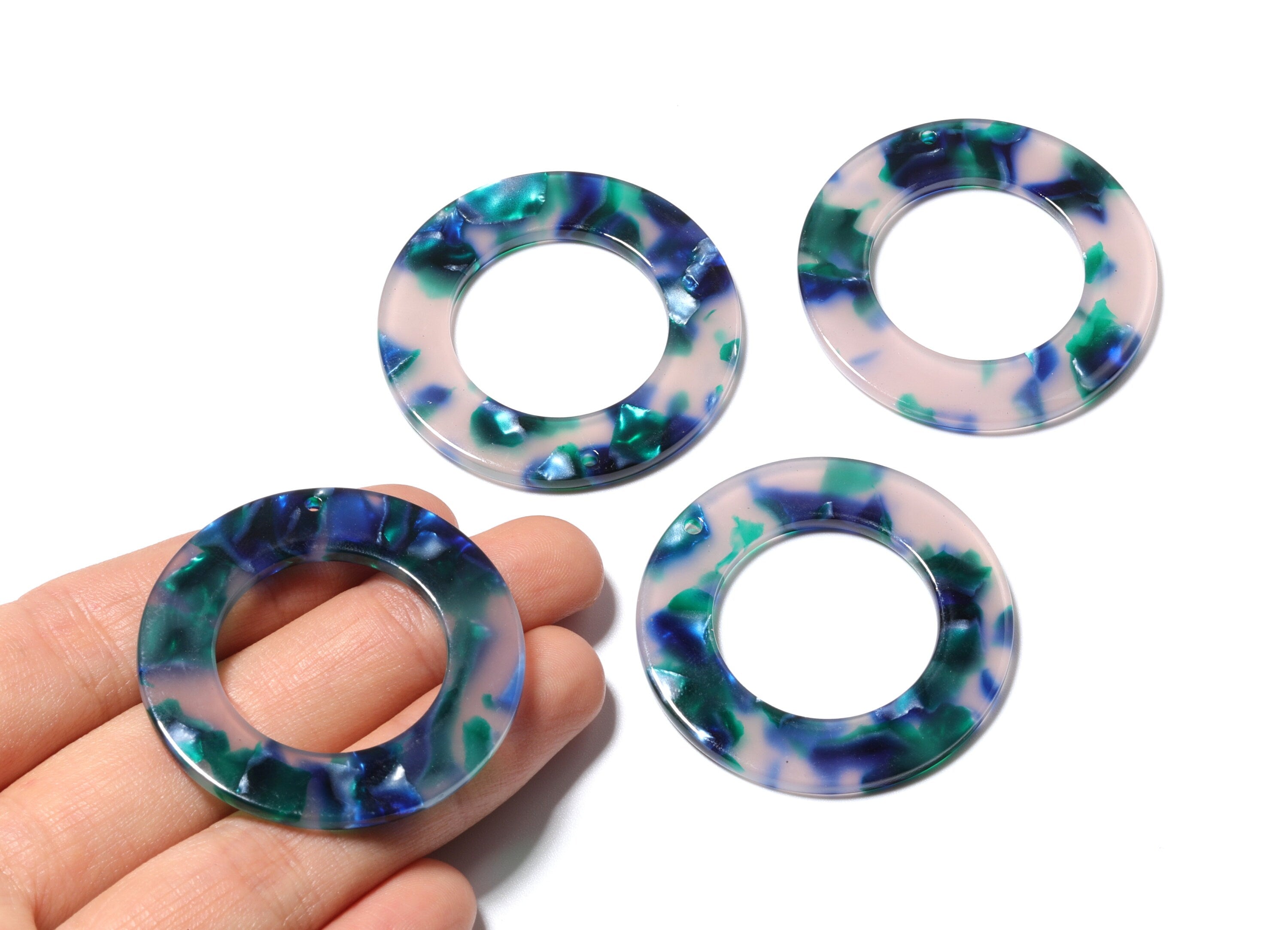 Acetate Circle Charms - Circle Earrings and Pendant - Earring Findings - Jewelry Supplies - Color Code: A18 - 39.8x39.8x2.55mm - AC1070F - DOMEDBAZAAR
