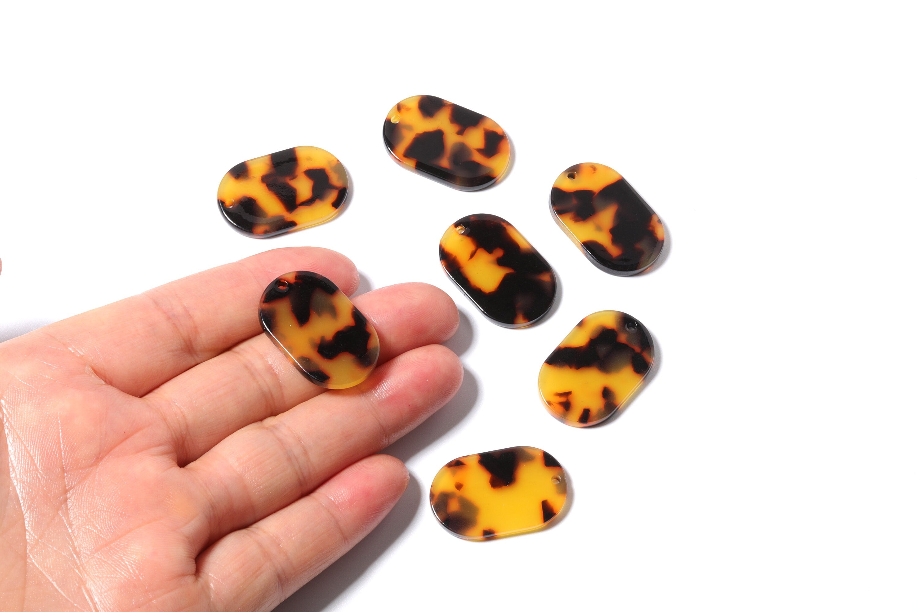 Acrylic Earring Charms - Tortoise Shell Earrings - Oval Pendant - Jewelry Making Supplies - Color Code: A01 - 26x13.7x2.53mm  - AC1158F - DOMEDBAZAAR