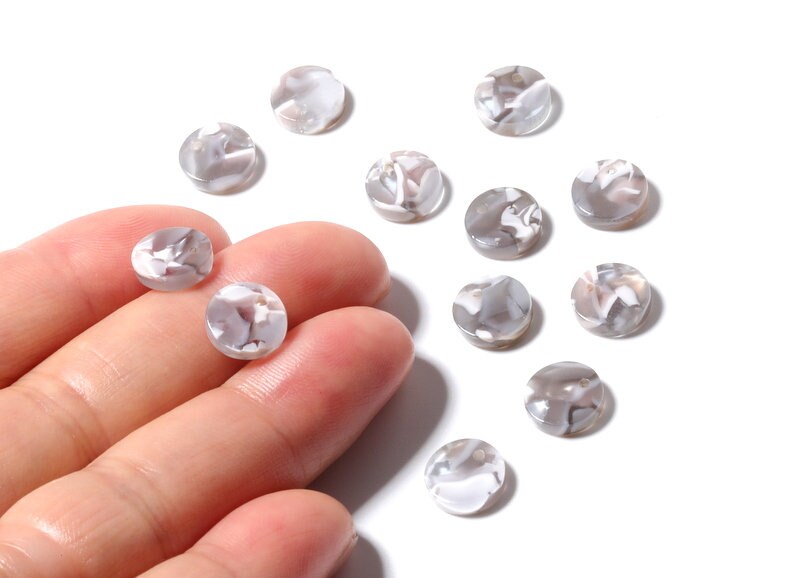Acetate Coin Earring Charms - Acrylic Coin Pendant - Earring Findings - Jewelry Supplies - Color Code: A20 - 9.19x9.19x2.7mm - AC1151E - DOMEDBAZAAR