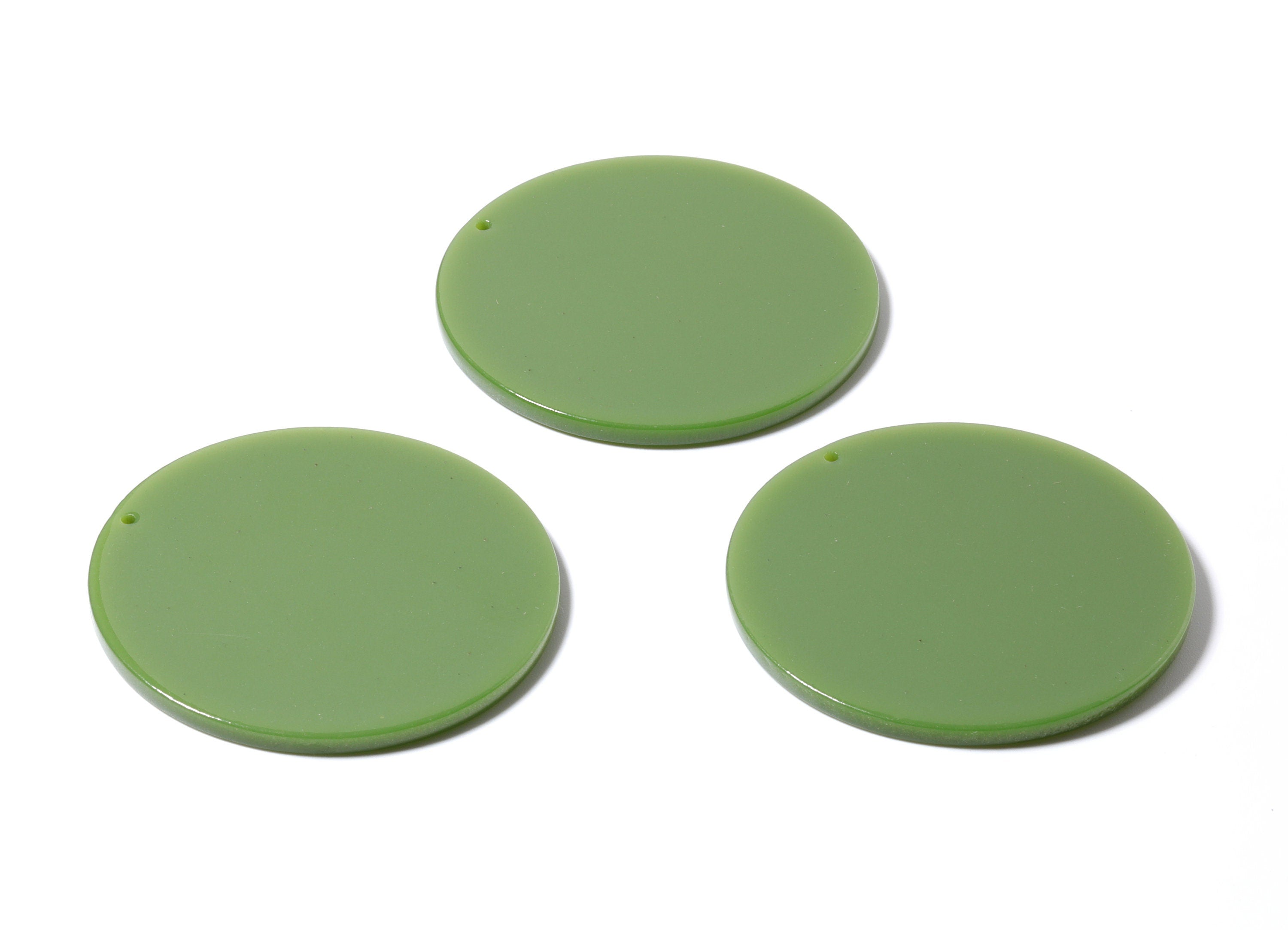 Acetate Acrylic Earring Charms - Solid Green Tortoise Shell Earrings - Coin Shaped Pendant - Color Code: A80 - 47.78x47.78x2.75mm - AC1160B - DOMEDBAZAAR