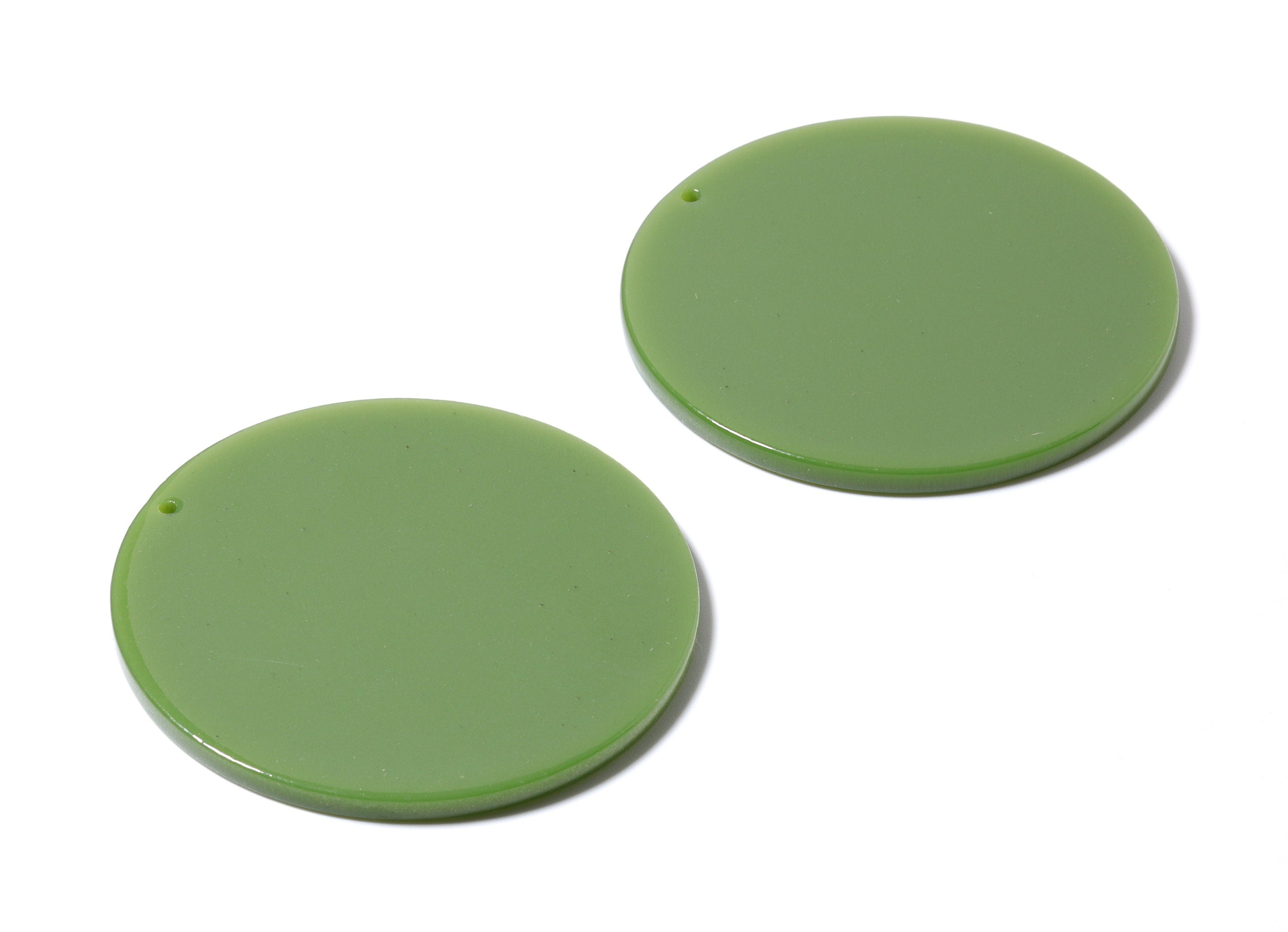 Acetate Acrylic Earring Charms - Solid Green Tortoise Shell Earrings - Coin Shaped Pendant - Color Code: A80 - 47.78x47.78x2.75mm - AC1160B - DOMEDBAZAAR
