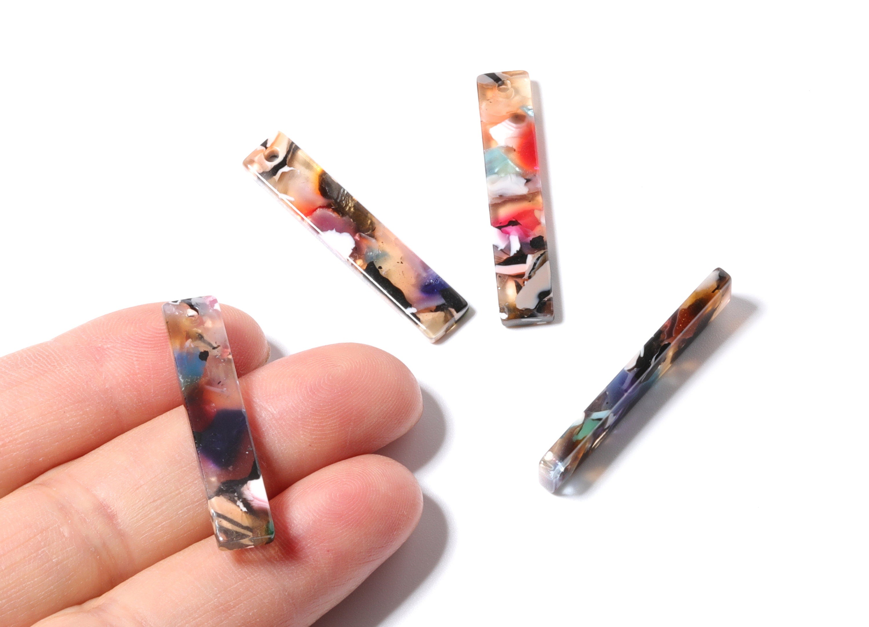 Acetate Stick & Bar Charms - Stick Earrings and Pendant - Earring Findings - Jewelry Supplies - Color Code: A61 - 34x7mm - AC1026W - DOMEDBAZAAR