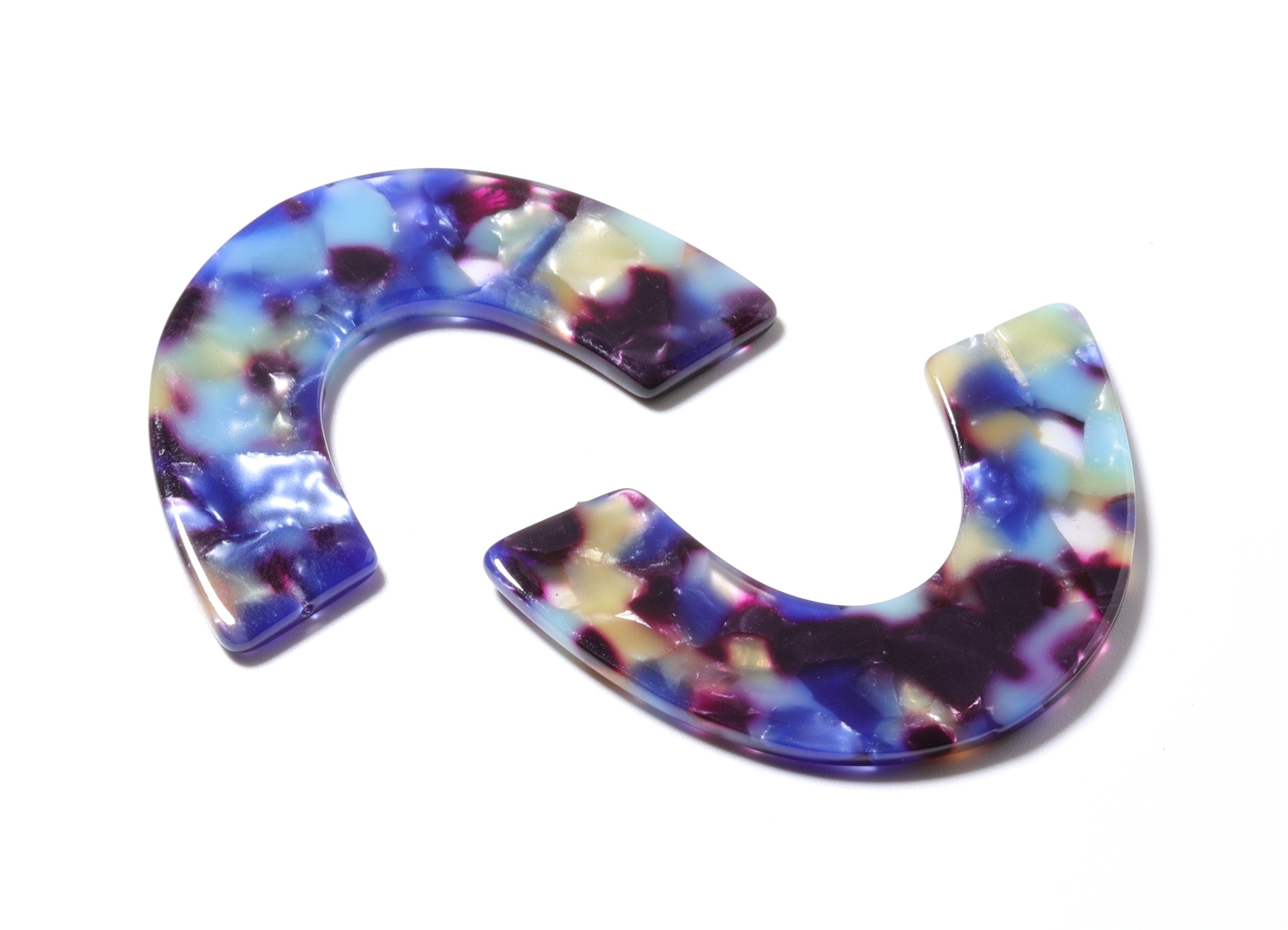 Acetate Large Arch Earring Charms One Hole - Semi Oval & U Shaped Pendant - Color Code: A23 - 30.5x48.2x2.51mm - AC1095H3 - DOMEDBAZAAR