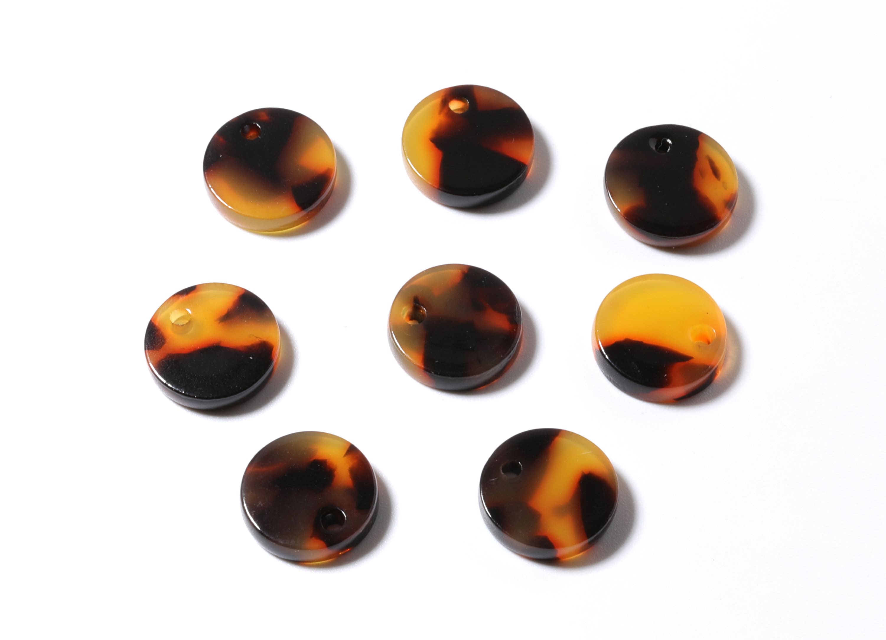 Acetate Earring Charms - Tortoise Shell Earrings - Round Circle Pendant - Jewelry Making Supplies - 11.81x11.81x2.58mm - AC1161A - DOMEDBAZAAR