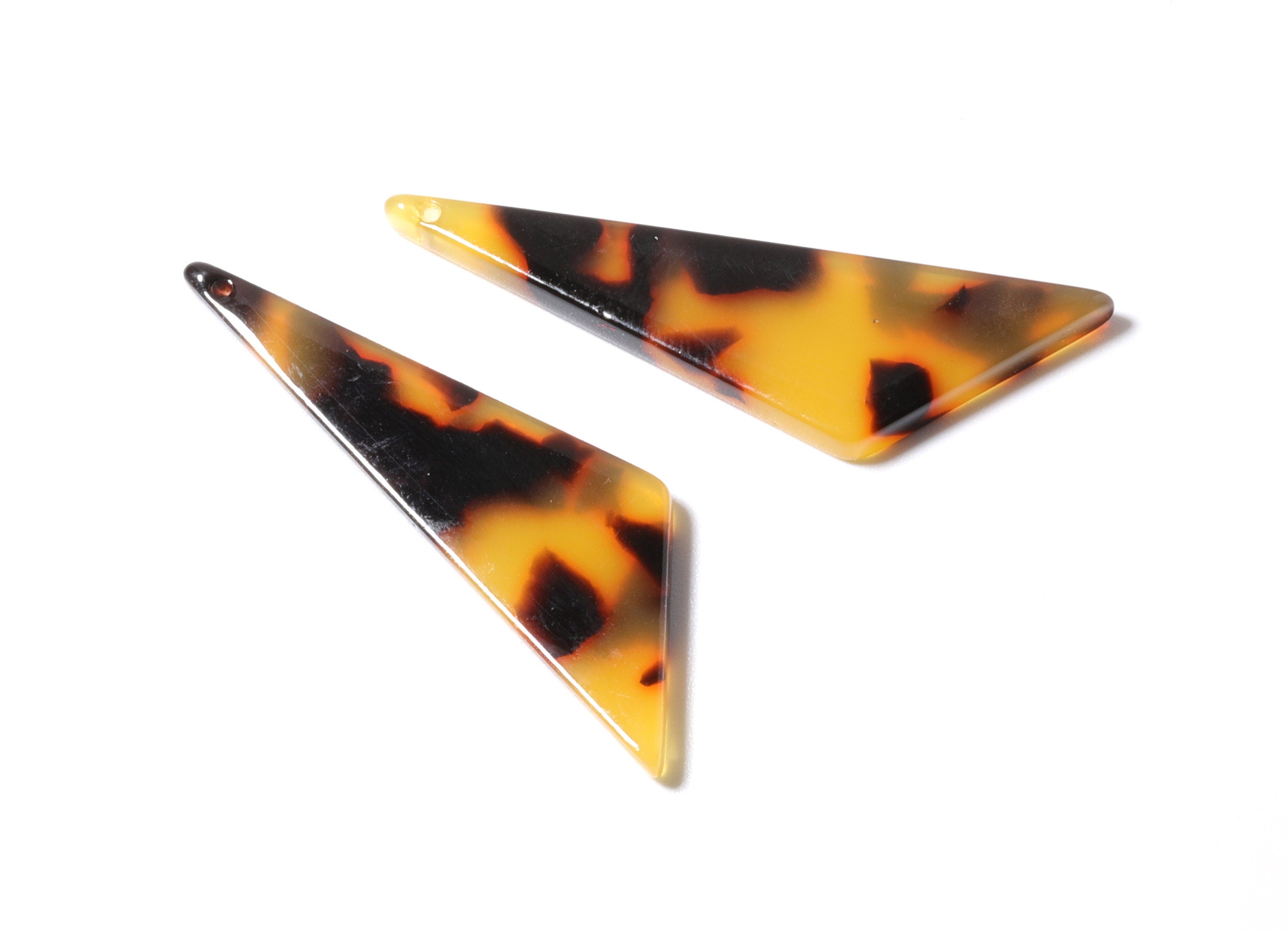 Acetate Acrylic Earring Charms - Tortoise Shell Earrings - Triangle Pendant - Jewelry Supplies - Color Code: A01 - 40x11.44x2.68mm - AC1162A - DOMEDBAZAAR