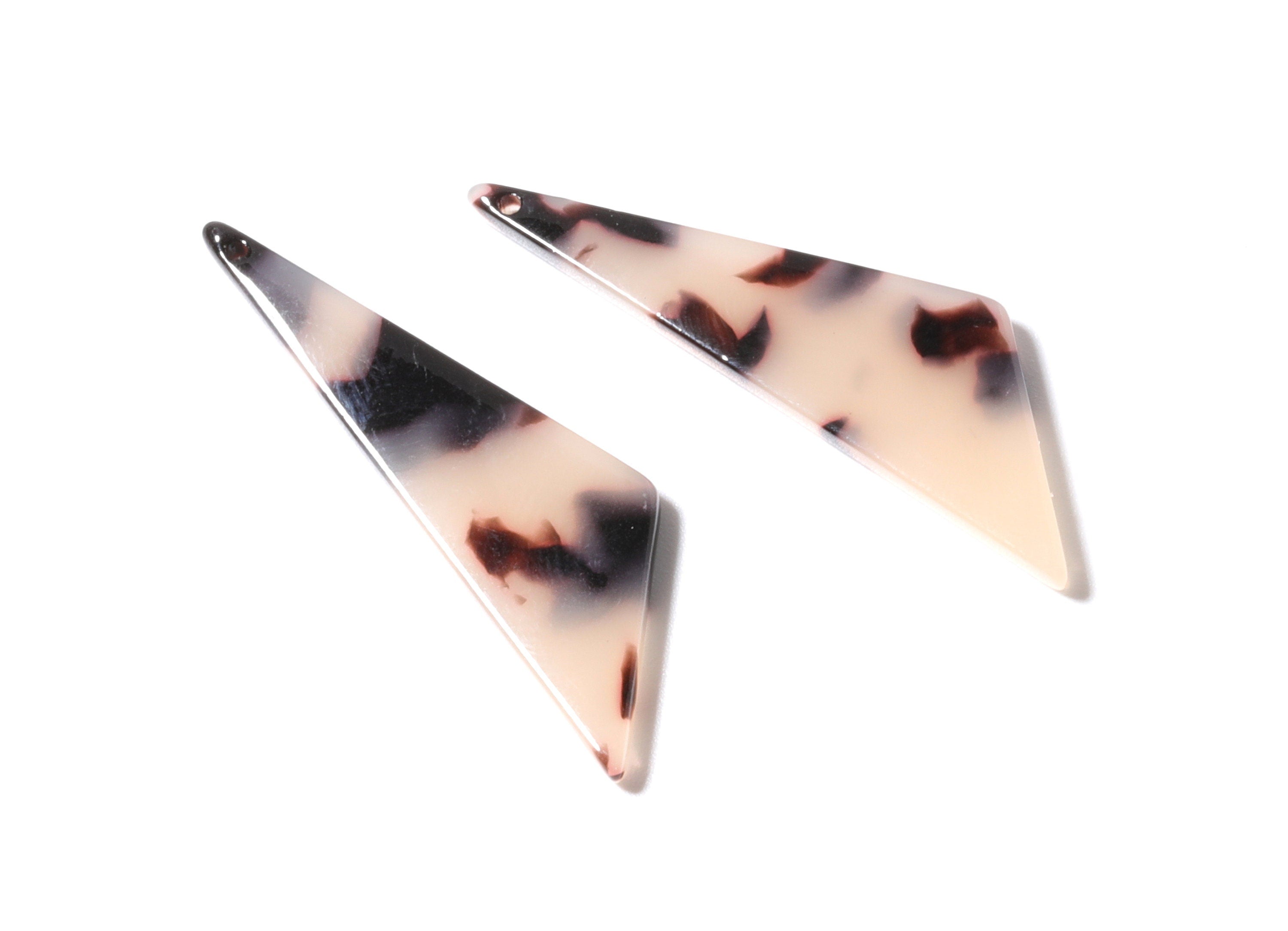 Acetate Acrylic Earring Charms - Blonde Tortoise Shell Earrings - Triangle Shaped Pendant - Color Code: A07 - 40x11.44x2.68mm - AC1162B - DOMEDBAZAAR