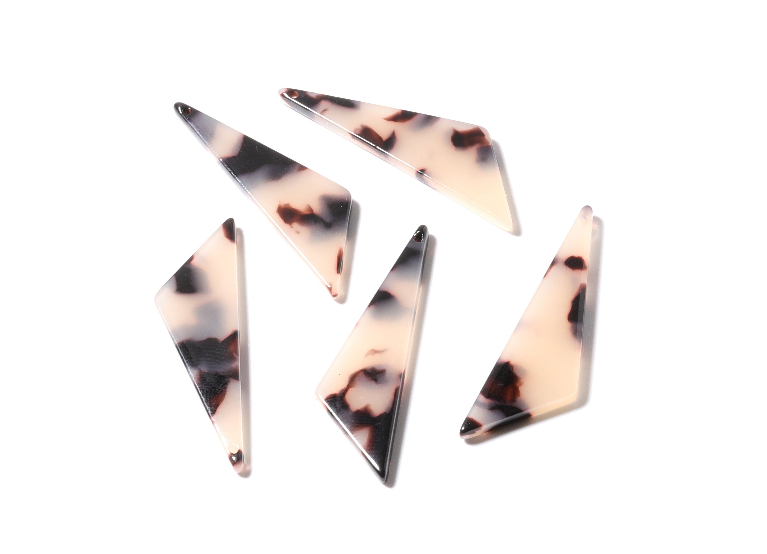 Acetate Acrylic Earring Charms - Blonde Tortoise Shell Earrings - Triangle Shaped Pendant - Color Code: A07 - 40x11.44x2.68mm - AC1162B - DOMEDBAZAAR