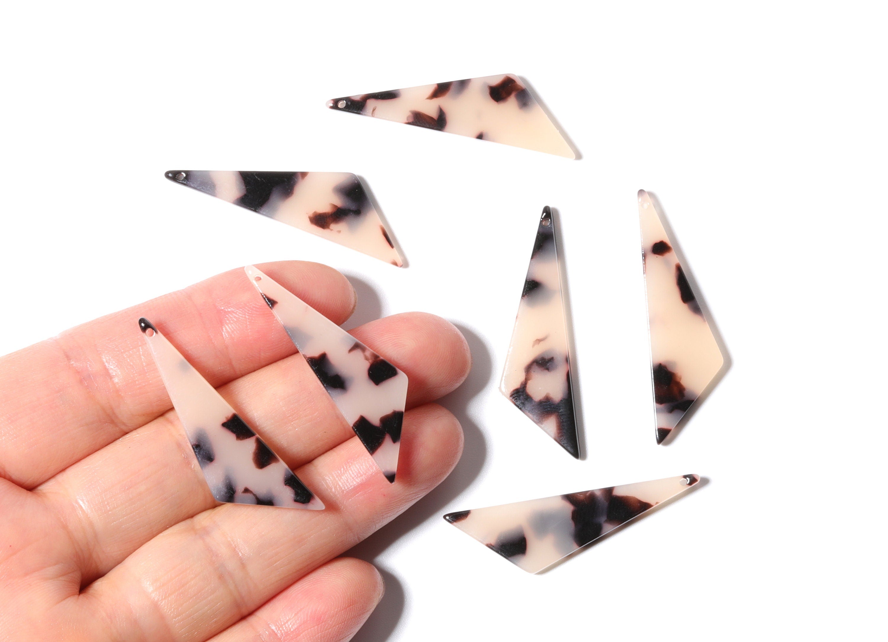 Acetate Acrylic Earring Charms - Blonde Tortoise Shell Earrings - Triangle Shaped Pendant - Color Code: A07 - 40x11.44x2.68mm - AC1162B - DOMEDBAZAAR