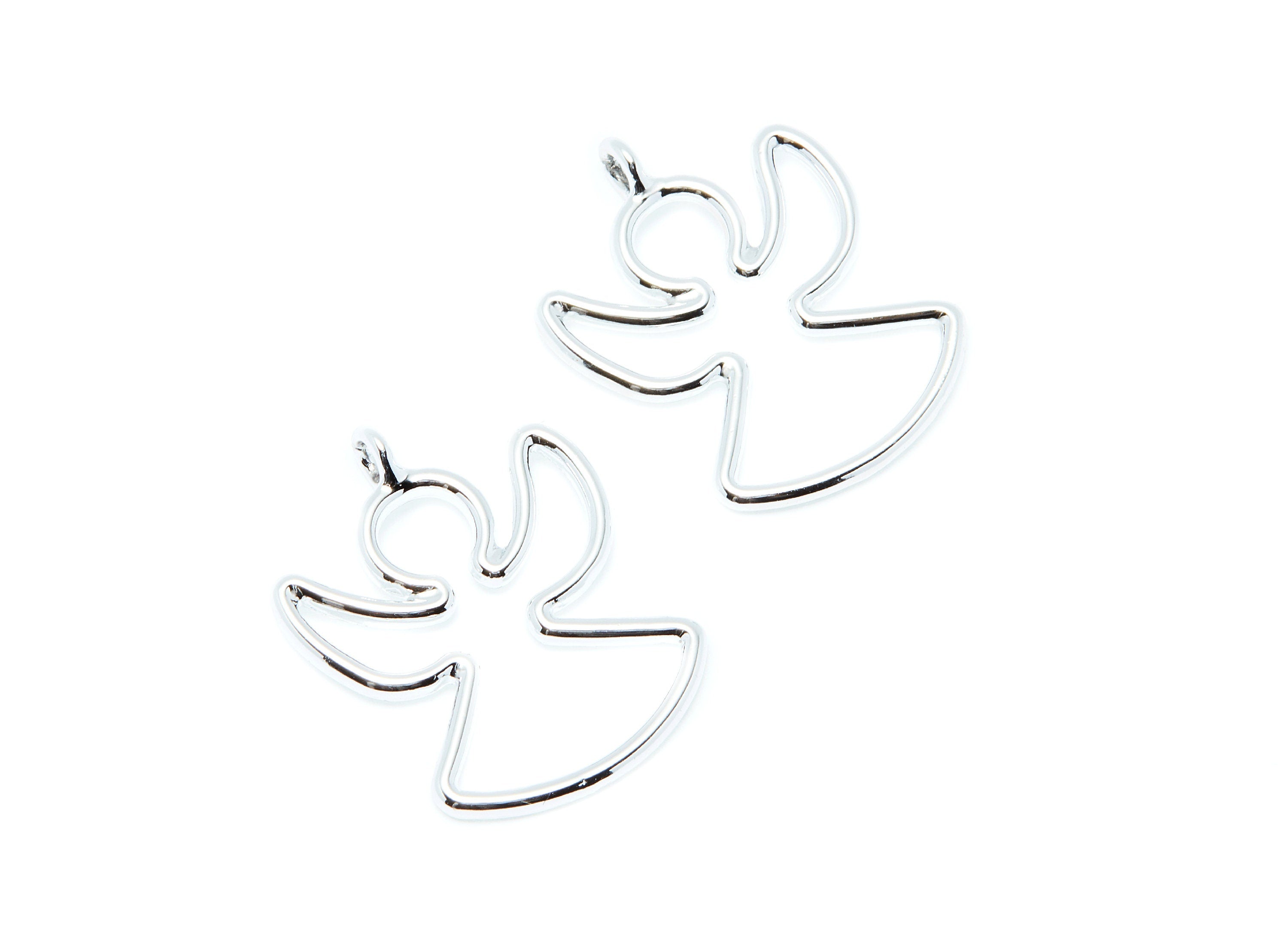 Angle Shaped Charms- Zinc Alloy Earring Finding - Nickel / Silver Tone - Alloy Pendant for Necklace - 26.67x20.96x1.82mm - ZZ1291N - DOMEDBAZAAR