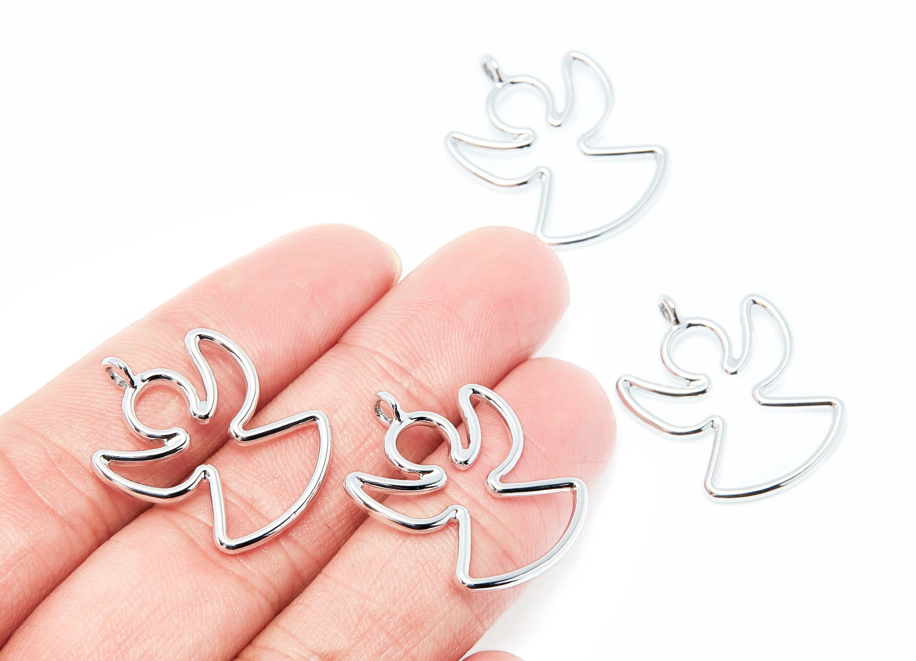 Angle Shaped Charms- Zinc Alloy Earring Finding - Nickel / Silver Tone - Alloy Pendant for Necklace - 26.67x20.96x1.82mm - ZZ1291N - DOMEDBAZAAR