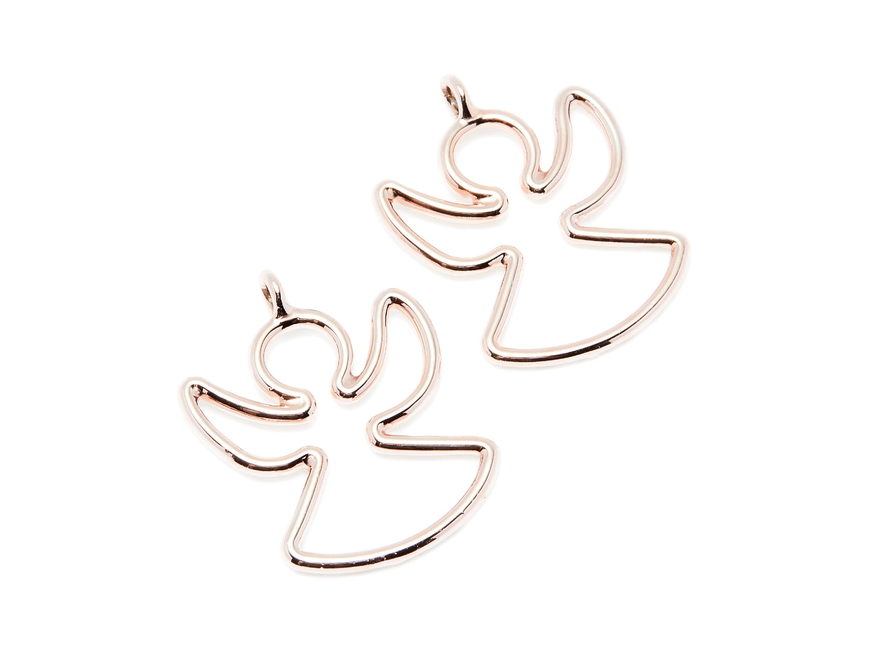 Angle Shaped Charms- Zinc Alloy Earring Finding - Rose Tone - Alloy Pendant for Necklace - 26.67x20.96x1.82mm - ZZ1291R - DOMEDBAZAAR