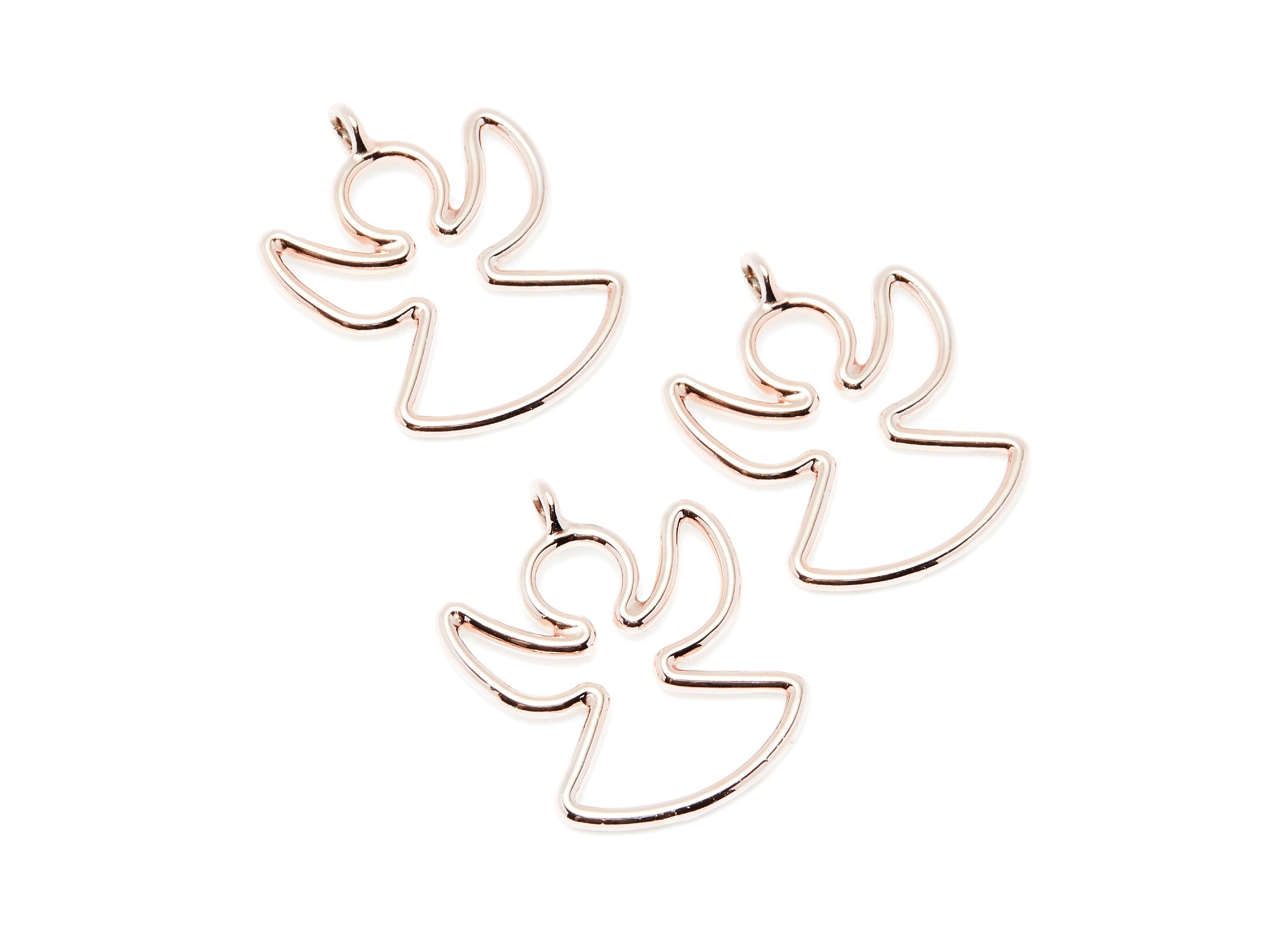 Angle Shaped Charms- Zinc Alloy Earring Finding - Rose Tone - Alloy Pendant for Necklace - 26.67x20.96x1.82mm - ZZ1291R - DOMEDBAZAAR